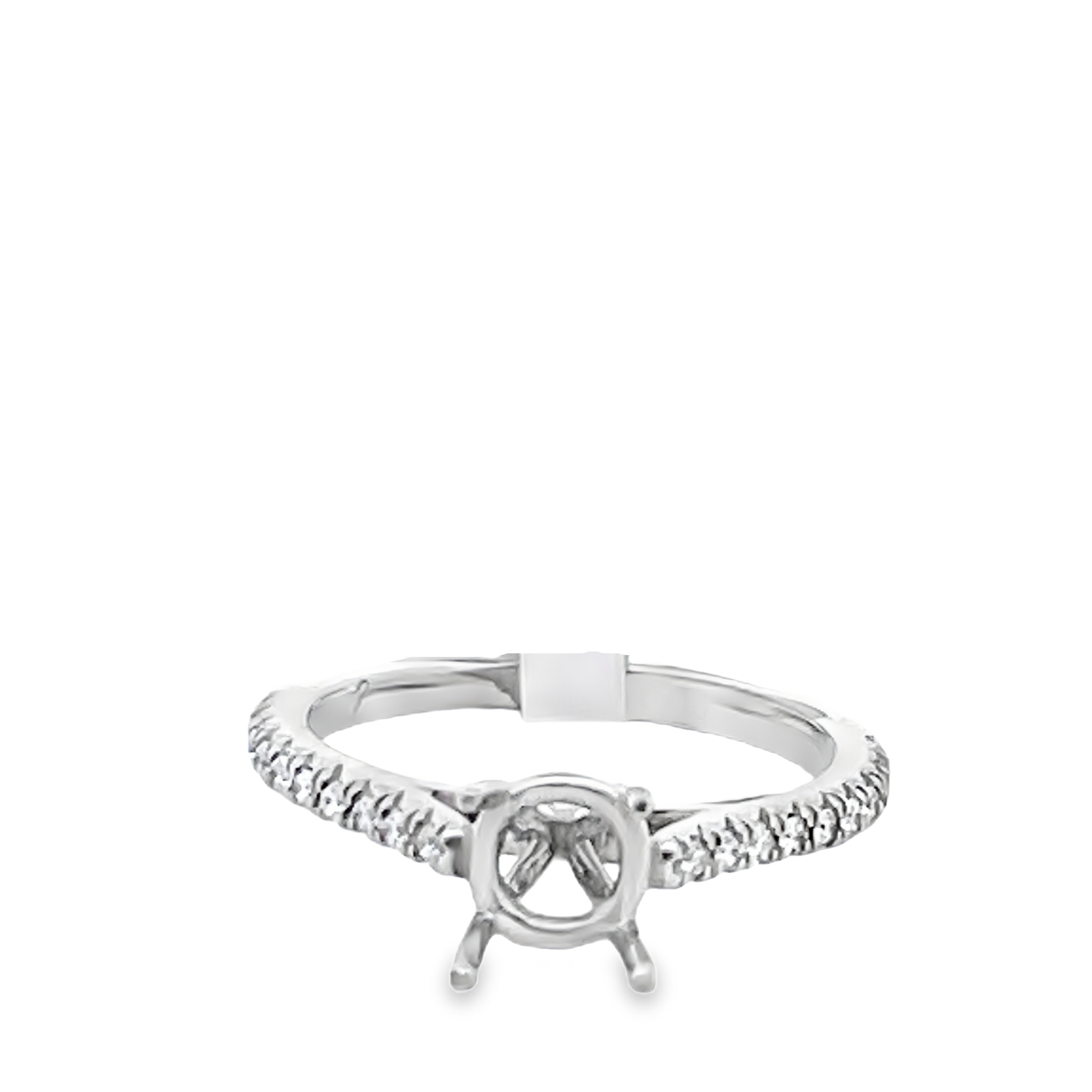 ELI JEWELS .18CTW 4-PRONG ENGAGEMENT RING SEMI MOUNTING CONTAINING 20 ROUND DIAMONDS PLATINUM