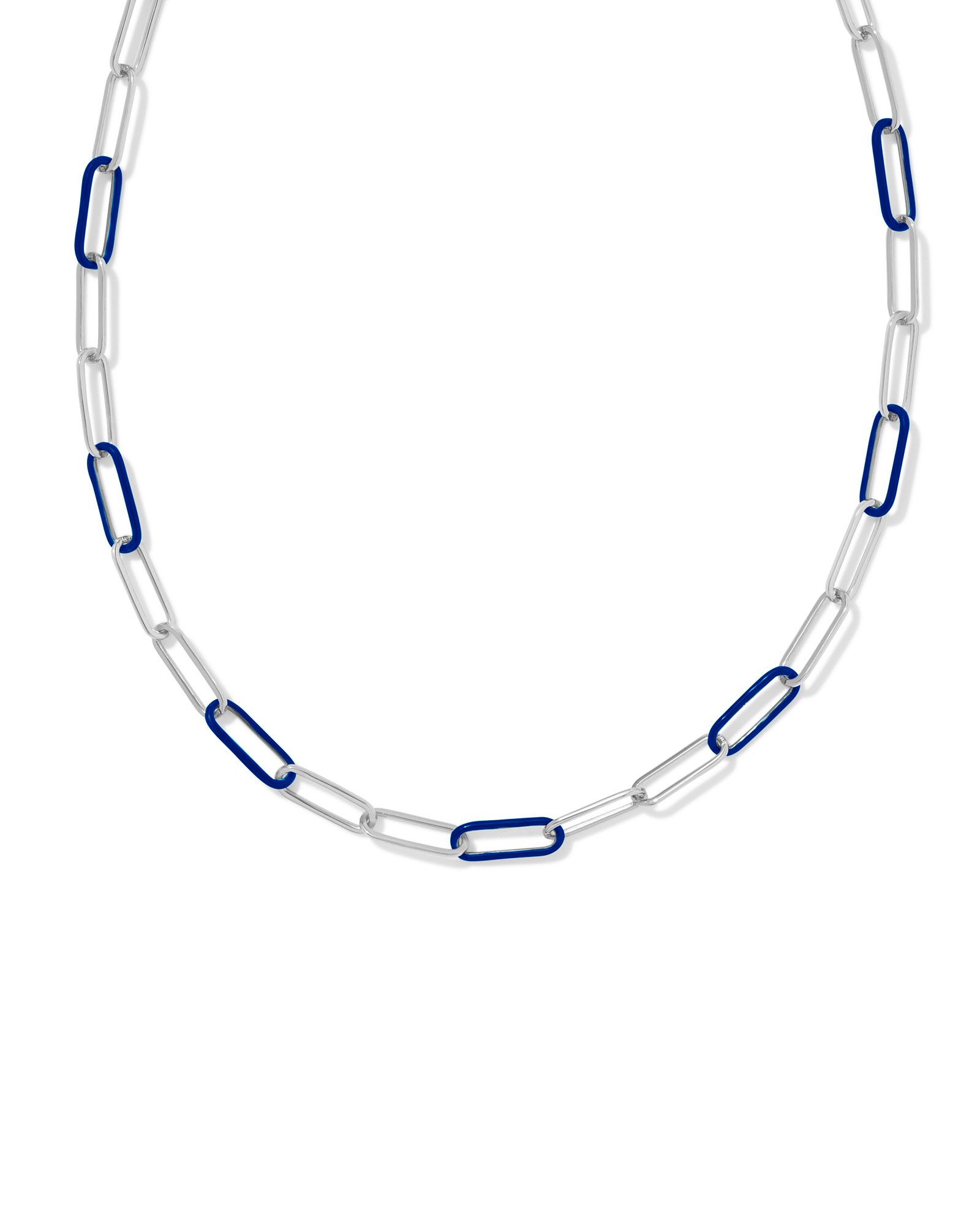 KENDRA SCOTT AINSLEY NAVY ENAMEL RHODIUM CONVERTIBLE CHAIN NECKLACE