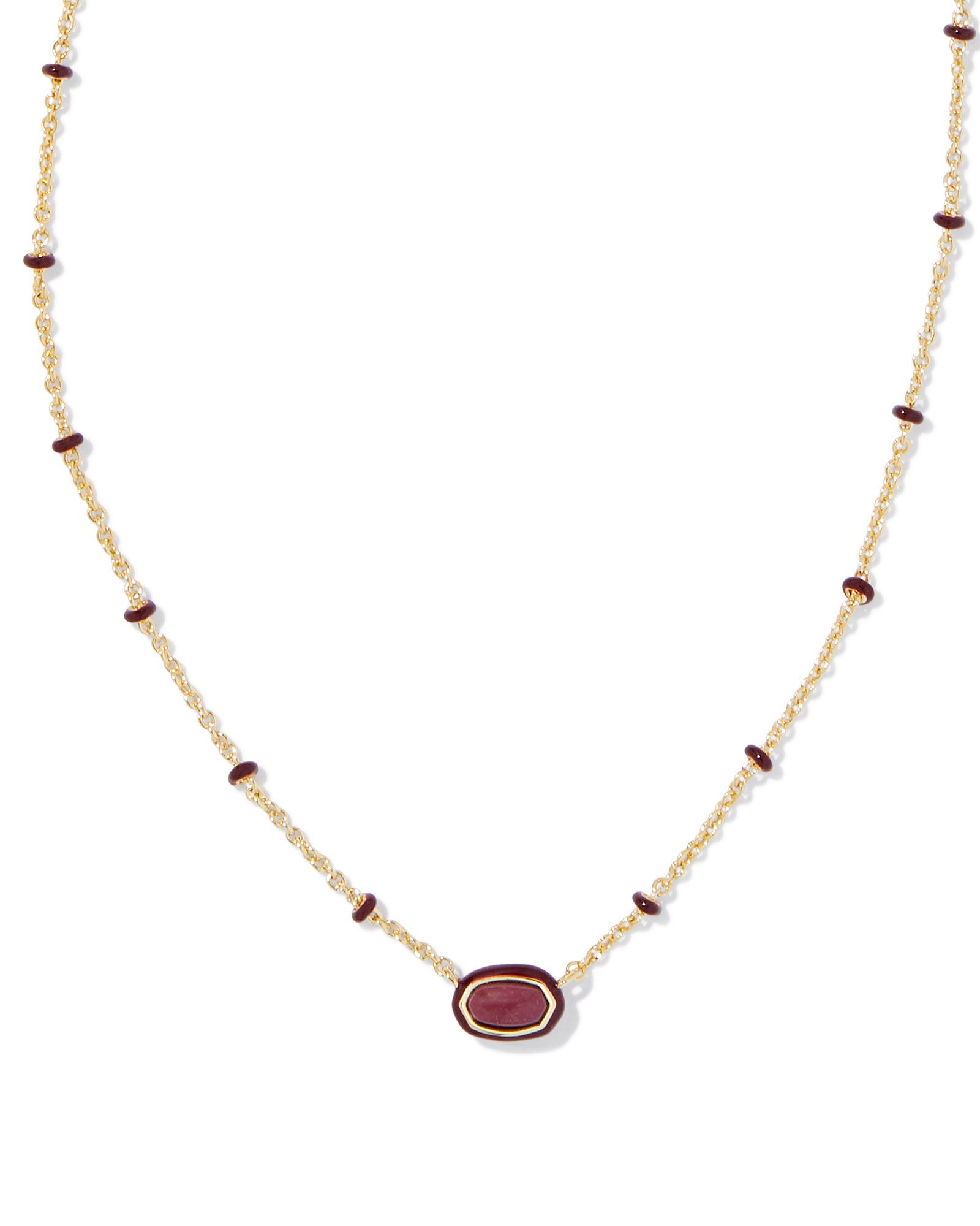 KENDRA SCOTT MINI ELISA ENAMEL MAROON MAGNESITE GOLD TONE PENDANT