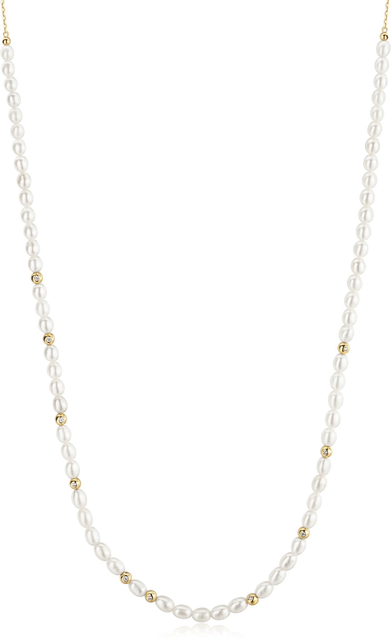 ANIA HAIE FRESHWATER PEARL AND GOLD-TONE BEAD STATIONS NECKLACE