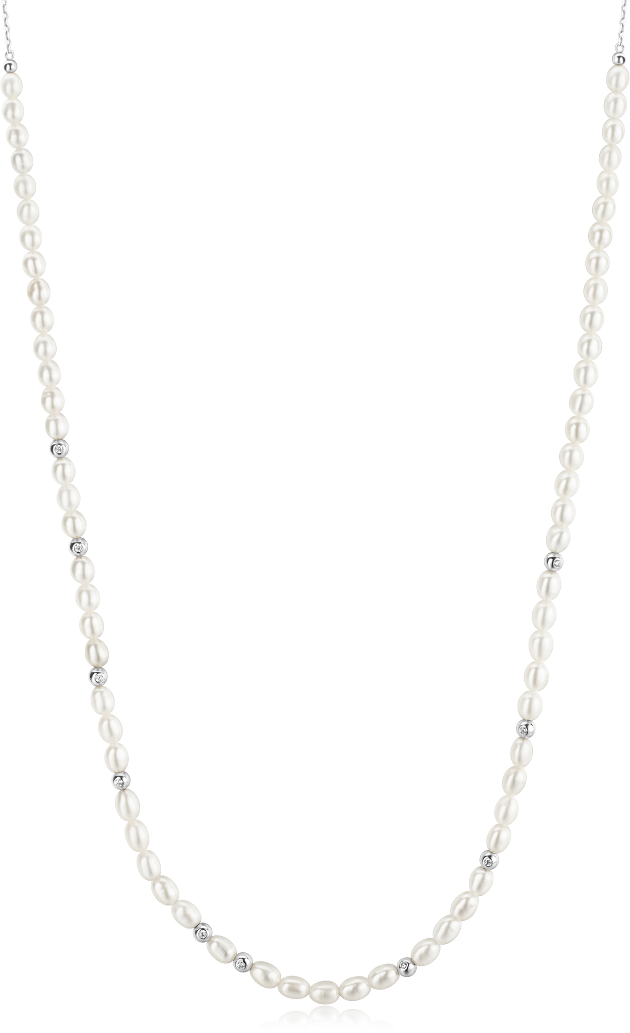 ANIA HAIE FRESHWATER PEARLS AND CZ-SET SILVER BEADS NECKLACE
