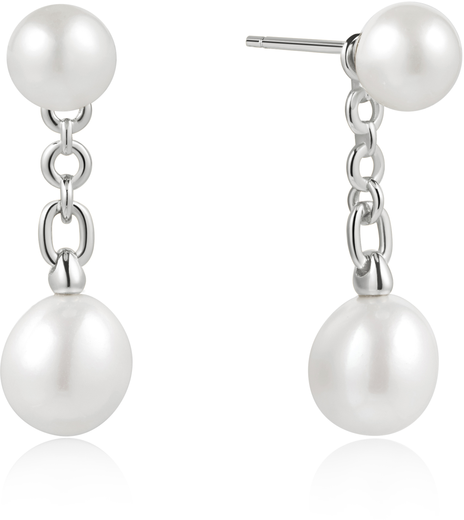 ANIA HAIE SILVER FRESHWATER PEARL CHAIN-DANGLE EARRINGS