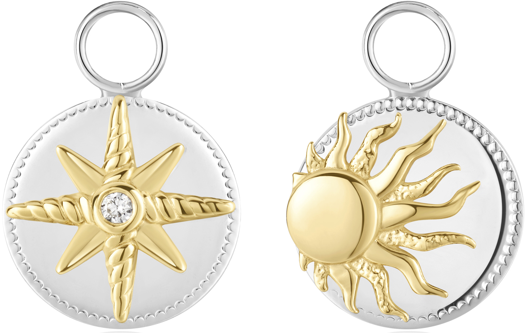 ANIA HAIE CZ SUN EARRING CHARM SILVER/GOLD TONE