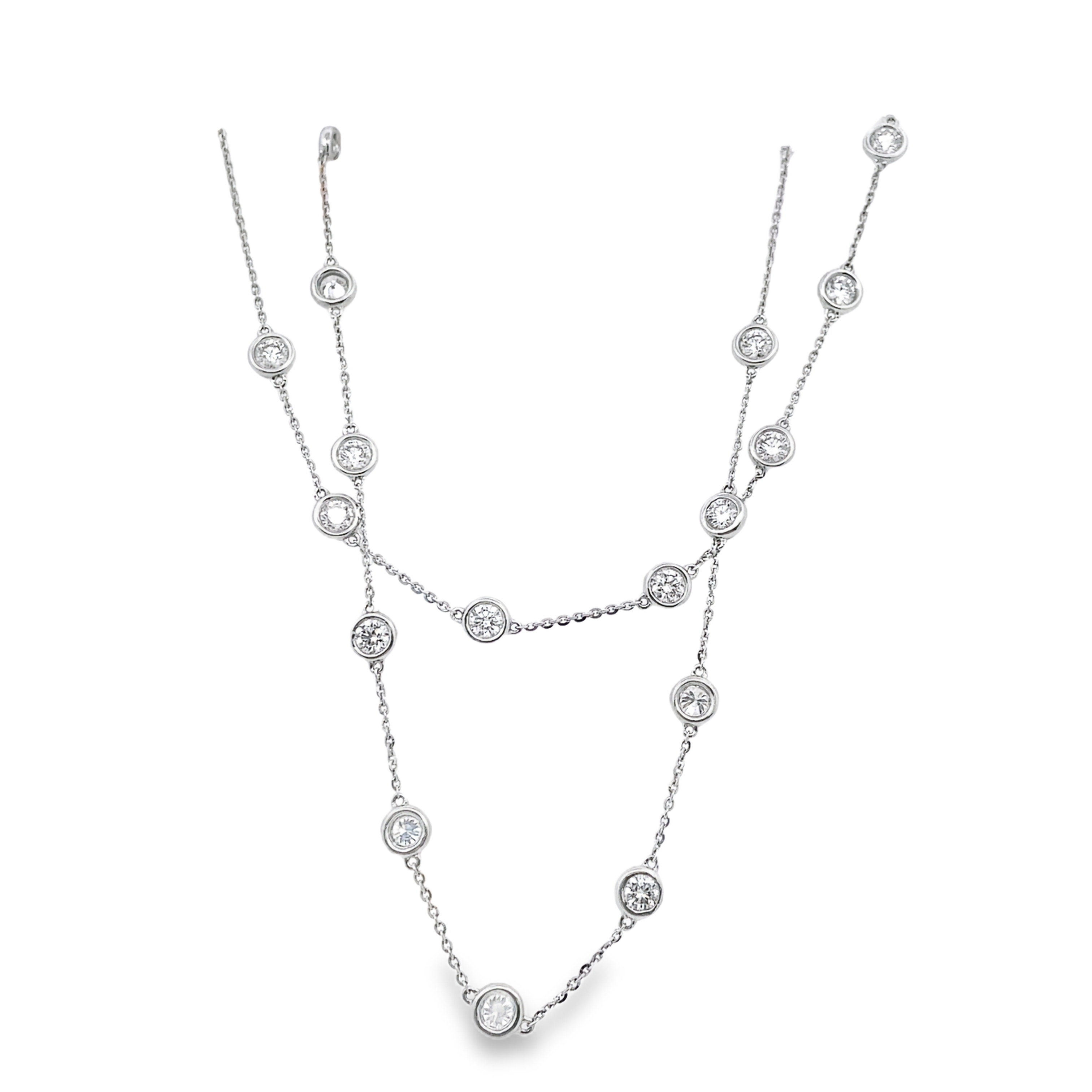 SUPER MAN MADE CREATED 4.00CTW DIAMONDS BY THE YARD 24 NECKLACE CONTAINING: 20 ROUND BEZEL-SET DIAMONDS 14KW