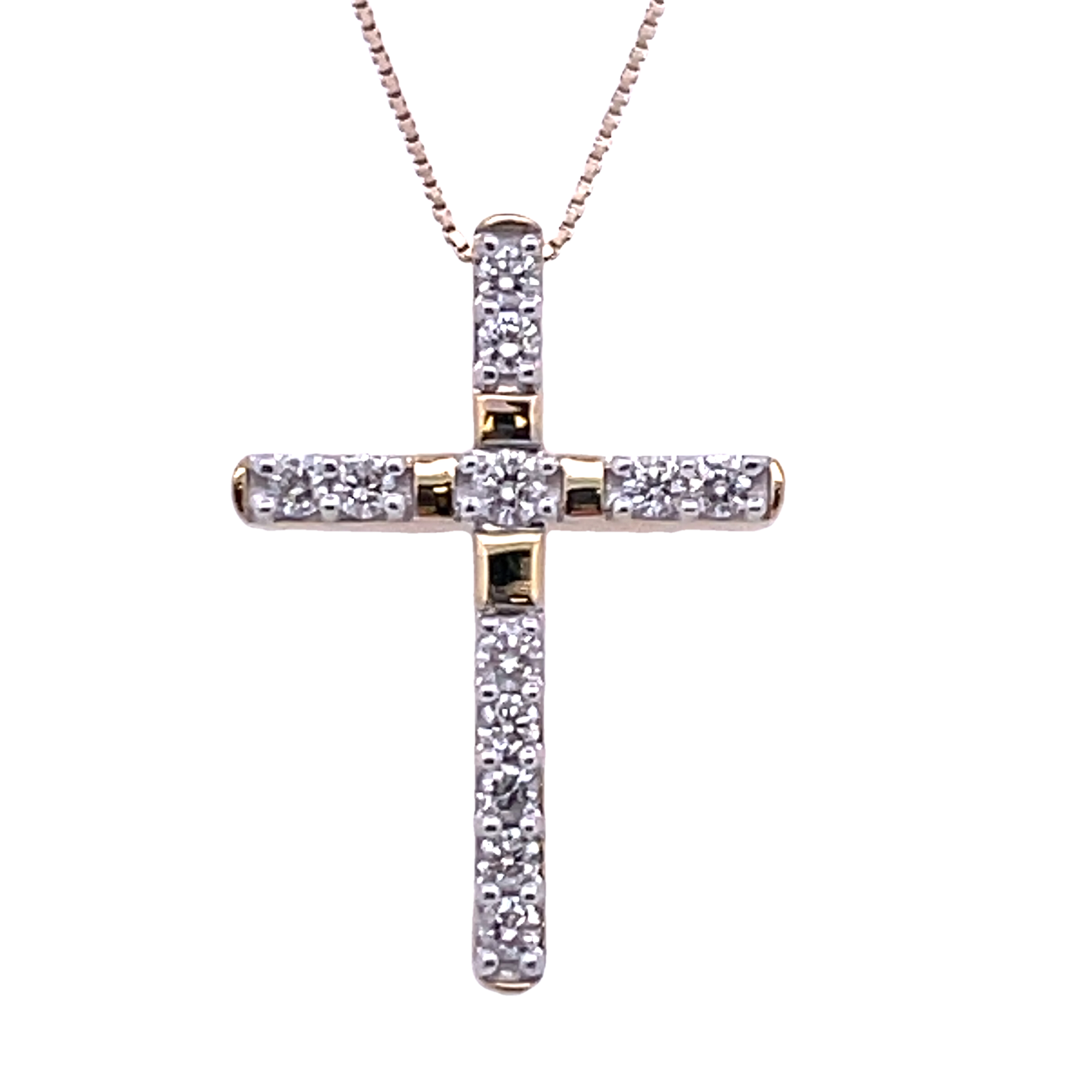 1/3CTW DIAMOND LINEAR CROSS PENDANT/CHAIN CONTAINING: 12 ROUND DIAMONDS 10KY  CHAIN INCLUDED