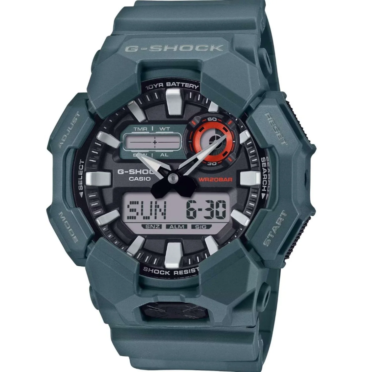 CASIO G-SHOCK DIGITAL GREEN RESIN WATCH WITH 10-YEAR BATTERY