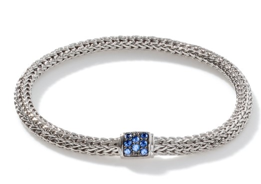 JOHN HARDY ICON SILVER LAVA EXTRA-SMALL BRACELET WITH BLUE SAPPHIRE SIZE MEDIUM