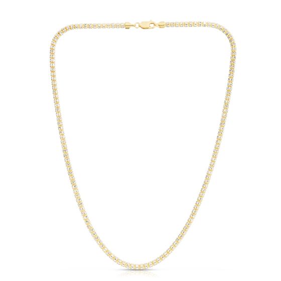 ICED TEXTURED 3.3MM DIAMOND-CUT CHAIN 20" NECKLACE WITH LOBSTER CLASP 14KYW
