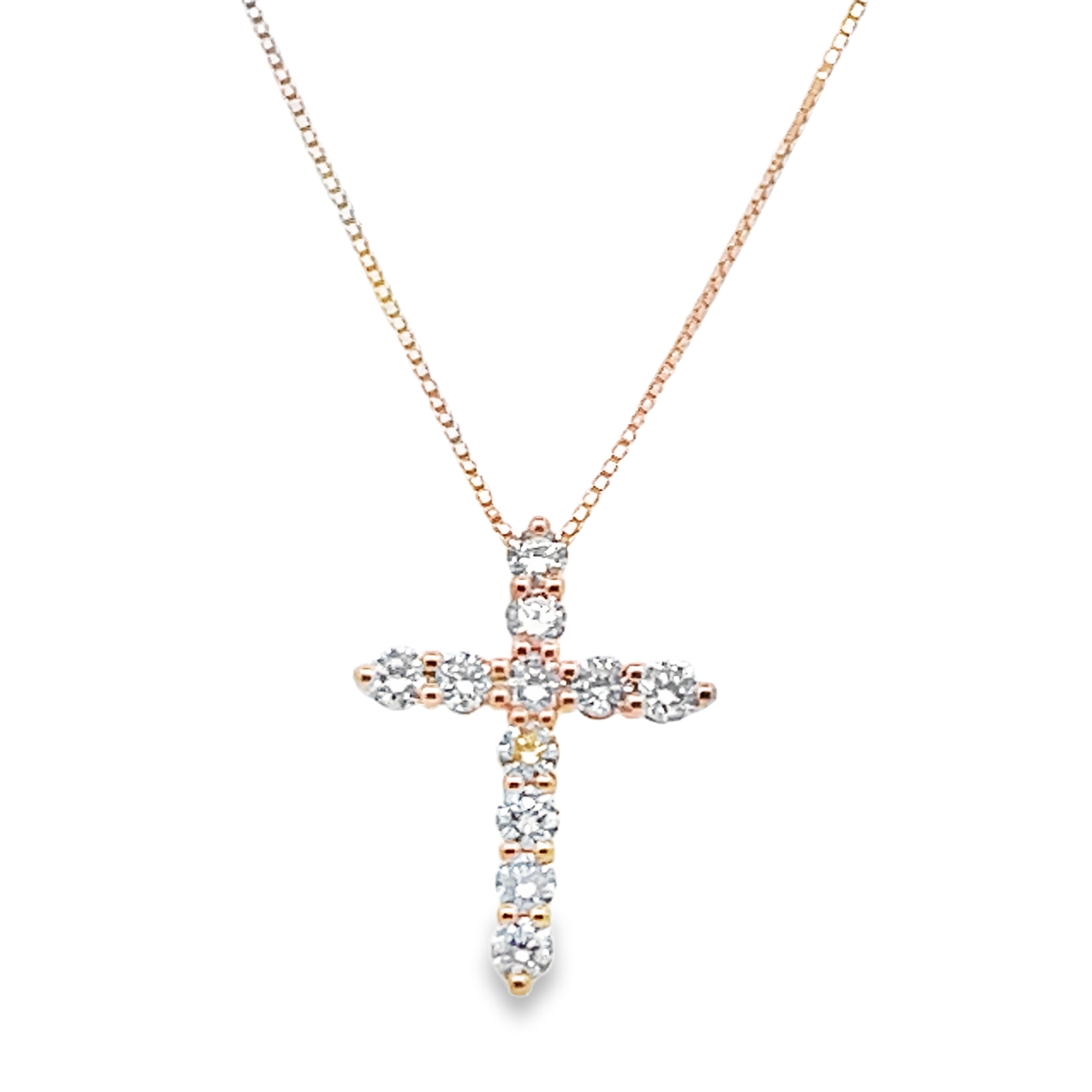 .50CTW DIAMOND CROSS PENDANT/CHAIN CONTAINING: 11 ROUND PRONG-SET DIAMONDS 14KY