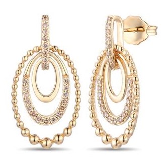 LE VIAN .26CTW TRIPLE OVAL DOORKNOCKER EARRINGS CONTAINING:  46 ROUND NUDE DIAMONDS 14KY
