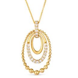 LE VIAN .30CTW TRIPLE OVAL DOORKNOCKER PENDANT/CHAIN CONTAINING: 21 ROUND NUDE DIAMONDS 14KY  CHAIN INCLUDED