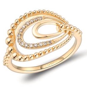 LE VIAN .08CTW TRIPLE OPEN OVAL RING CONTAINING:  15 ROUND NUDE DIAMONDS 14KY