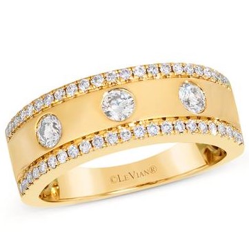 LE VIAN .57CTW DIAMOND BAND RING CONTAINING: 3 ROUND FLUSH-SET NUDE DIAMONDS + 46 ROUND PRONG-SET EDGE NUDE DIAMONDS 14KY