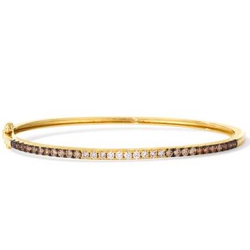LE VIAN .99CTW CHOCOLATE OMBRE DIAMOND HINGED BANGLE BRACELET CONTAINING: 39 ROUND DIAMONDS 14KY
