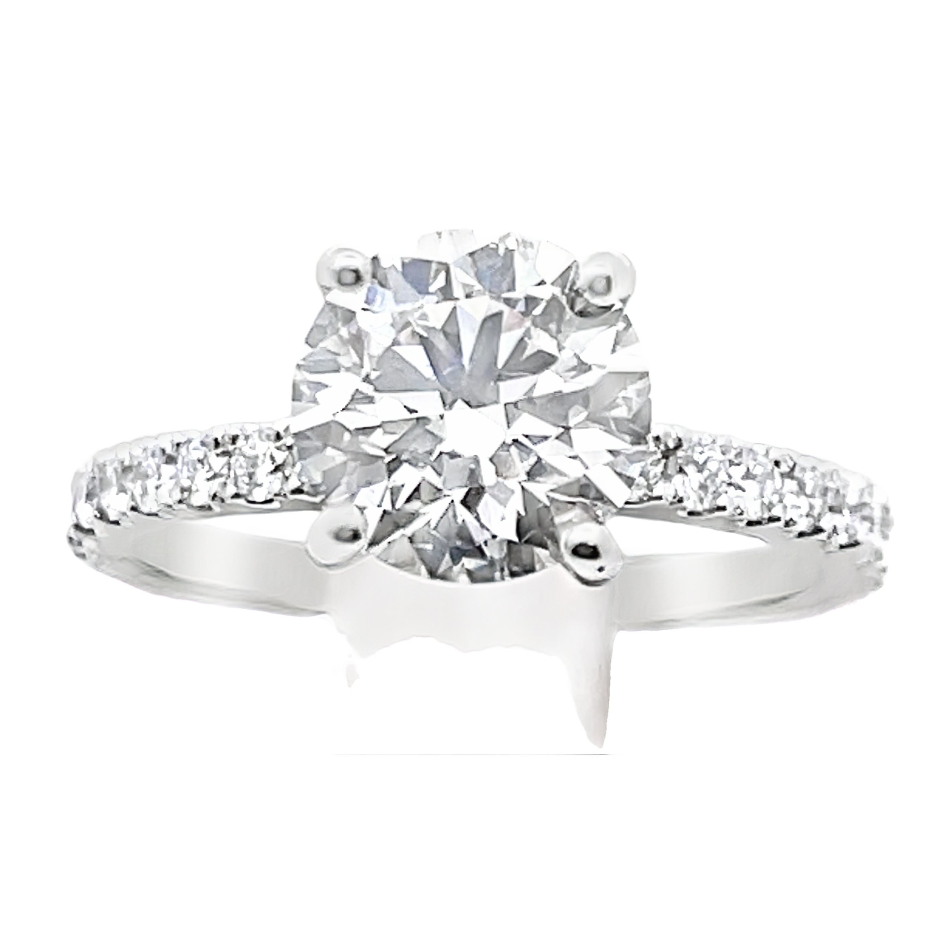 SUPER MAN MADE CREATED 2.57CTW DIAMOND ENGAGEMENT RING CONTAINING: 2.02CT ROUND DIAMOND CENTER E VVS2 LG634409680 + 30 ROUND MELEE DIAMONDS .55CTW F-G VS 14KW