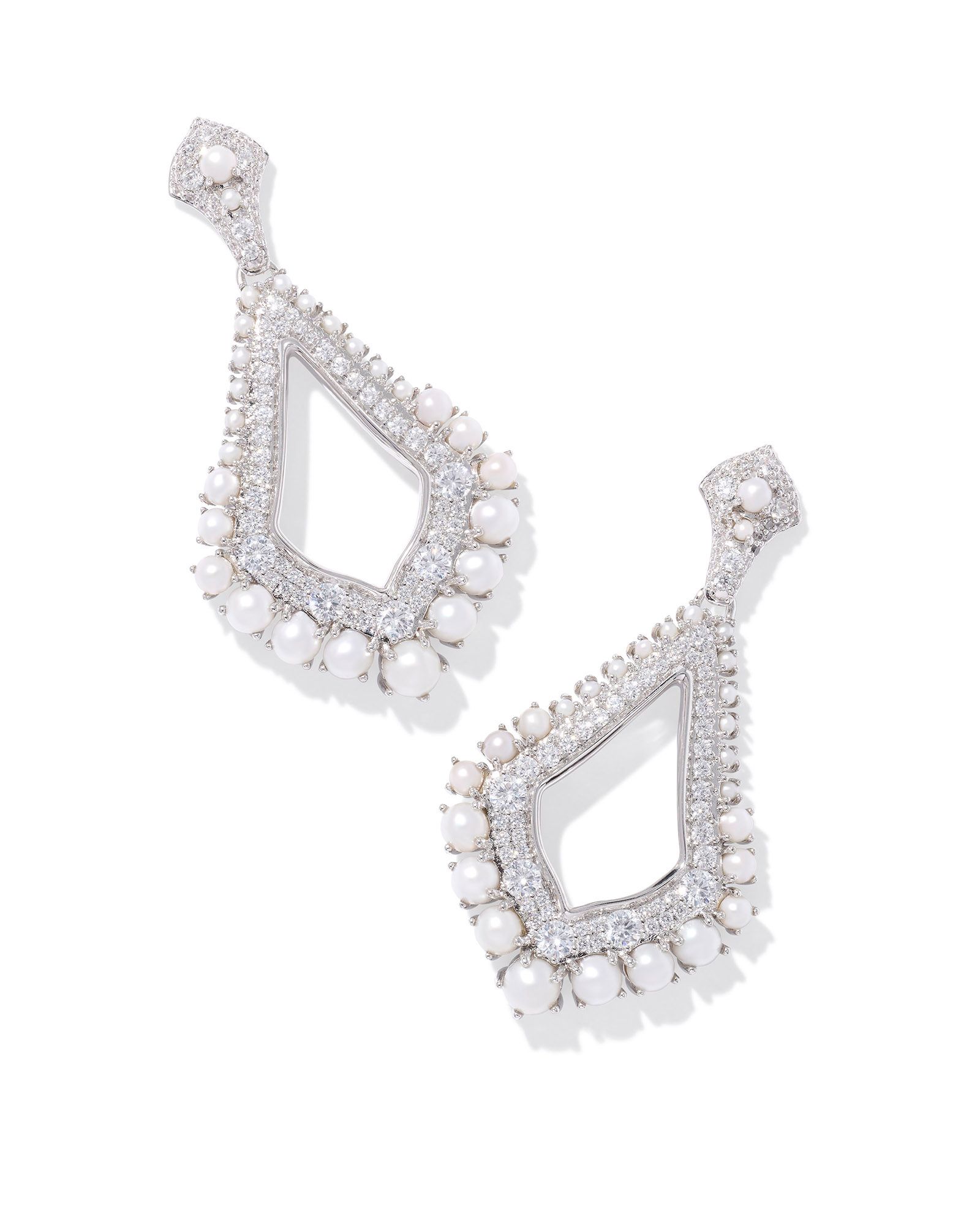 KENDRA SCOTT KRISTA WHITE MIX RHODIUM STATEMENT EARRINGS