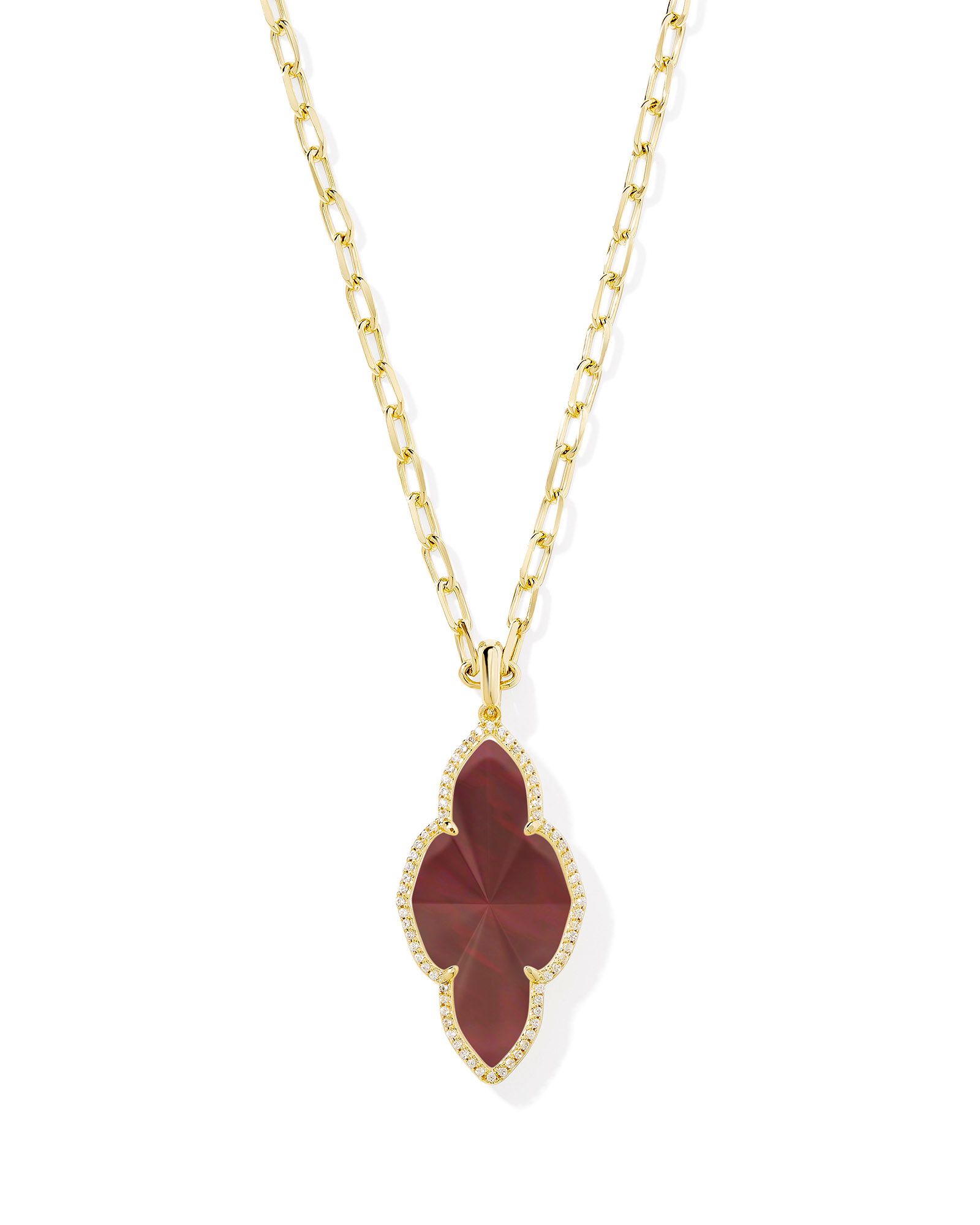 KENDRA SCOTT ABBIE CRANBERRY ILLUSION GOLD TONE LARGE PENDANT NECKLACE