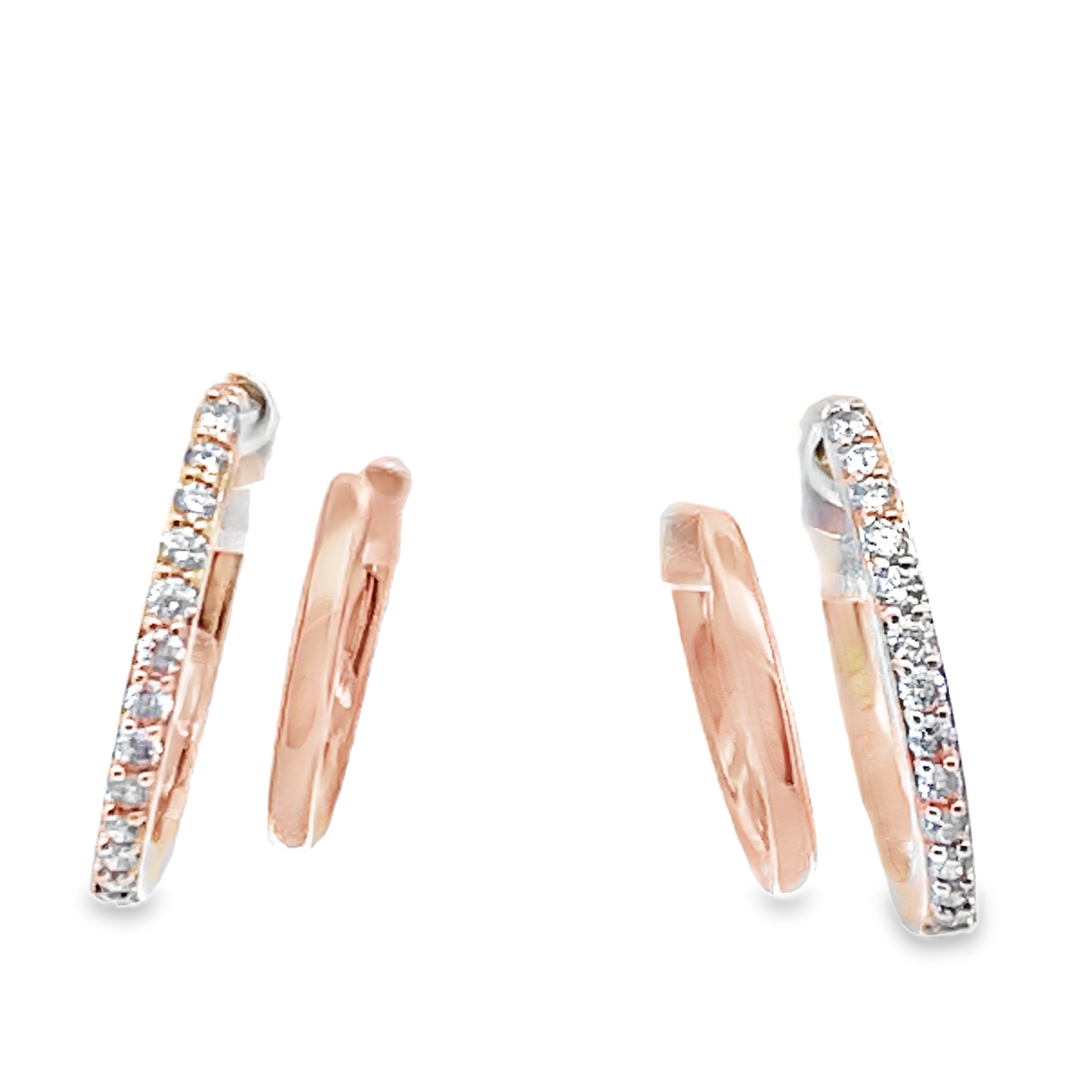 .20CTW DIAMOND PARALLEL 2-SIZE DOUBLE ROUND HOOP EARRINGS CONTAINING: 26 ROUND DIAMONDS 10KY
