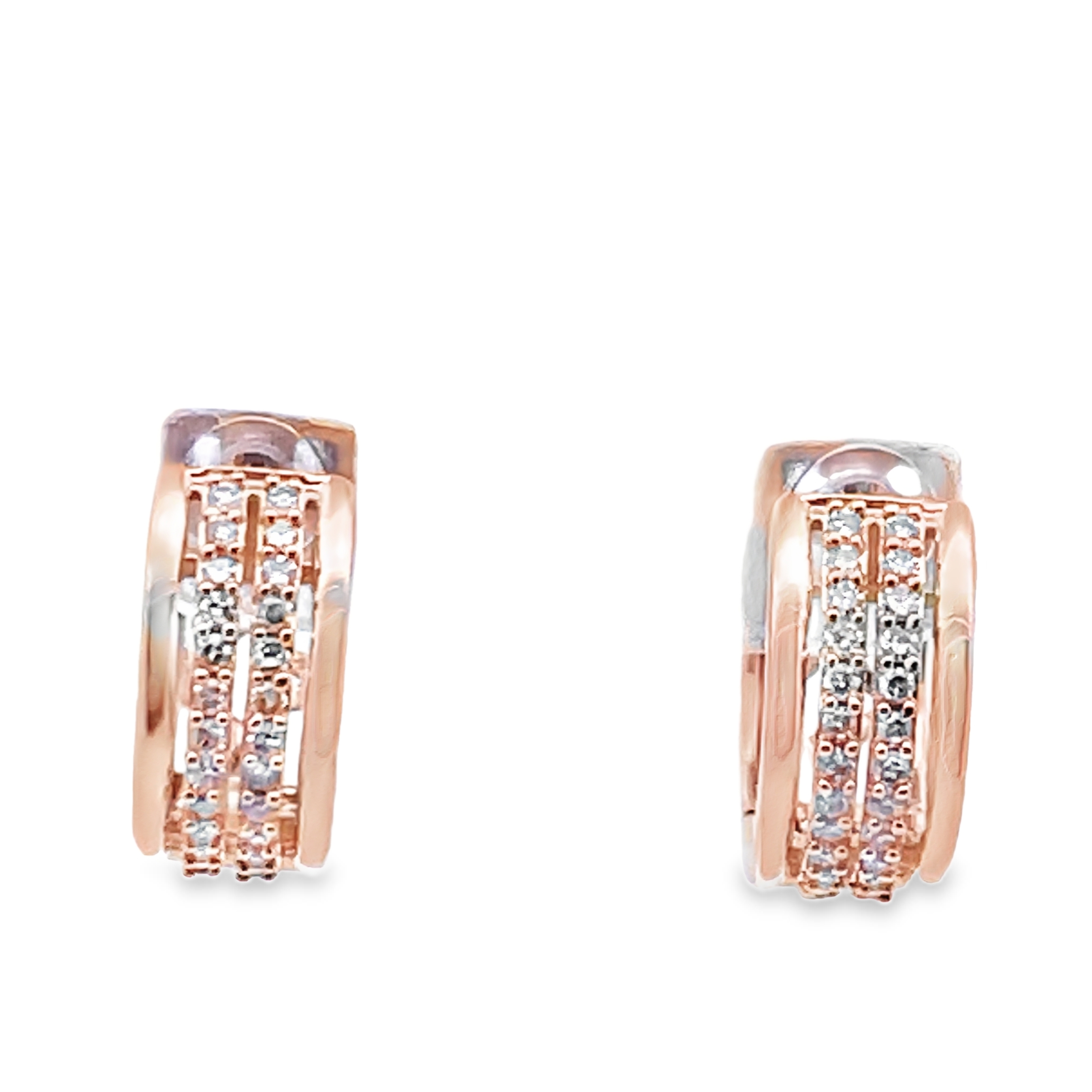 .25CTW 2-ROW DIAMOND MINI ROUND HOOP EARRINGS CONTAINING: 52 ROUND DIAMONDS 10KY