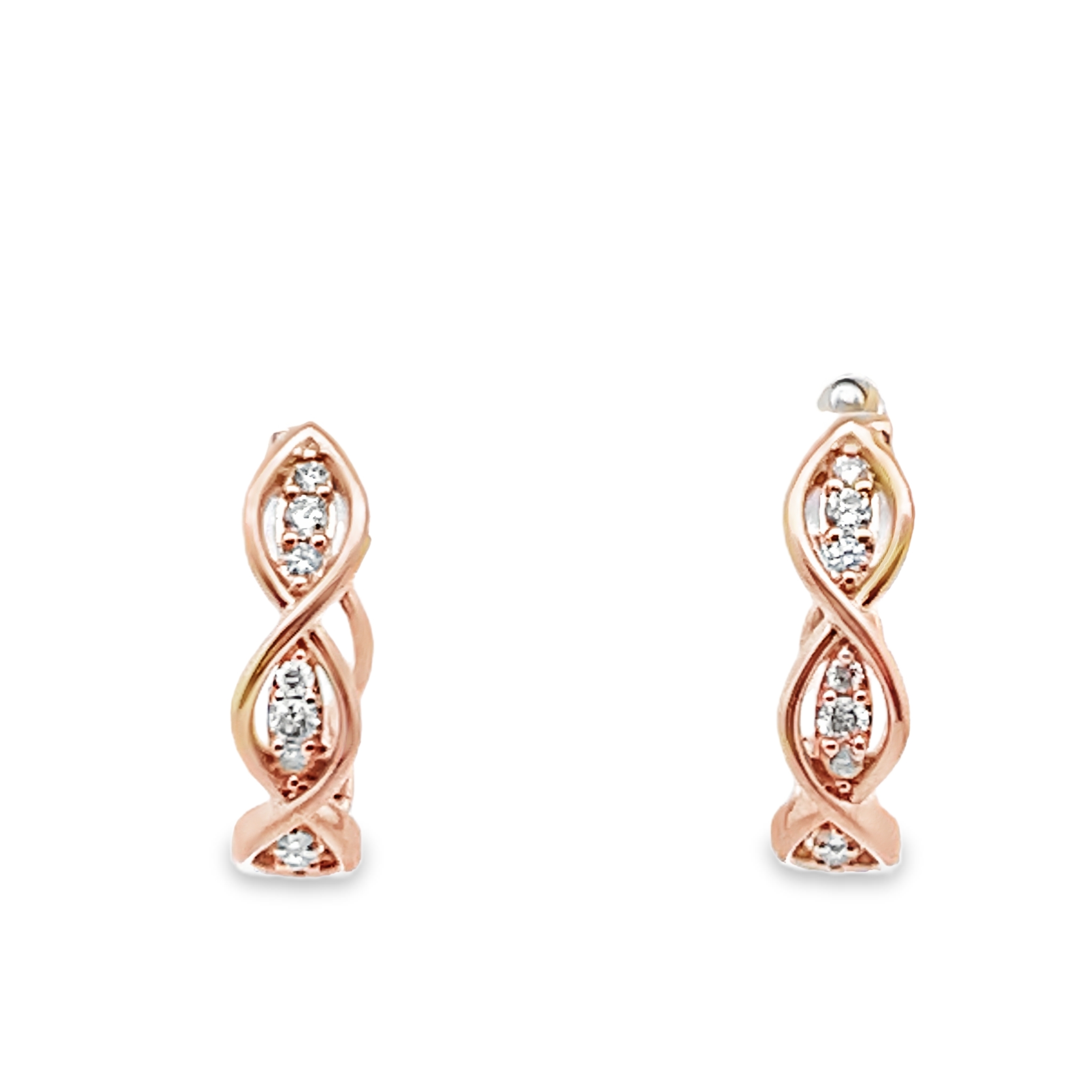 .16CTW DIAMOND TRIPLE-CROSSOVER ROUND HOOP EARRINGS CONTAINING: 18 ROUND DIAMONDS 10KY