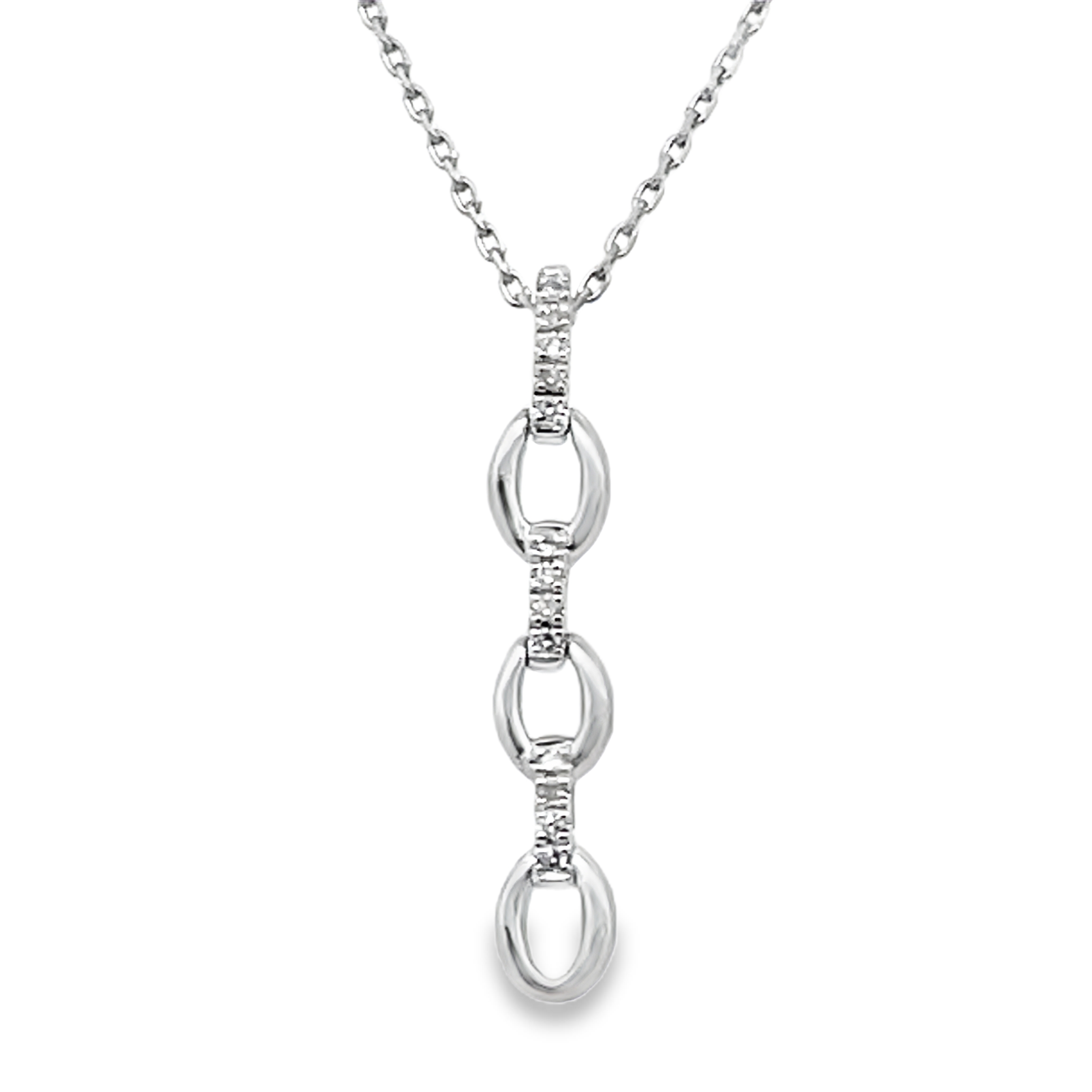 .05CTW TRIPLE OPEN OVAL DANGLE DIAMOND PENDANT/CHAIN CONTAINING: 13 ROUND PRONG-SET DIAMONDS 10KW