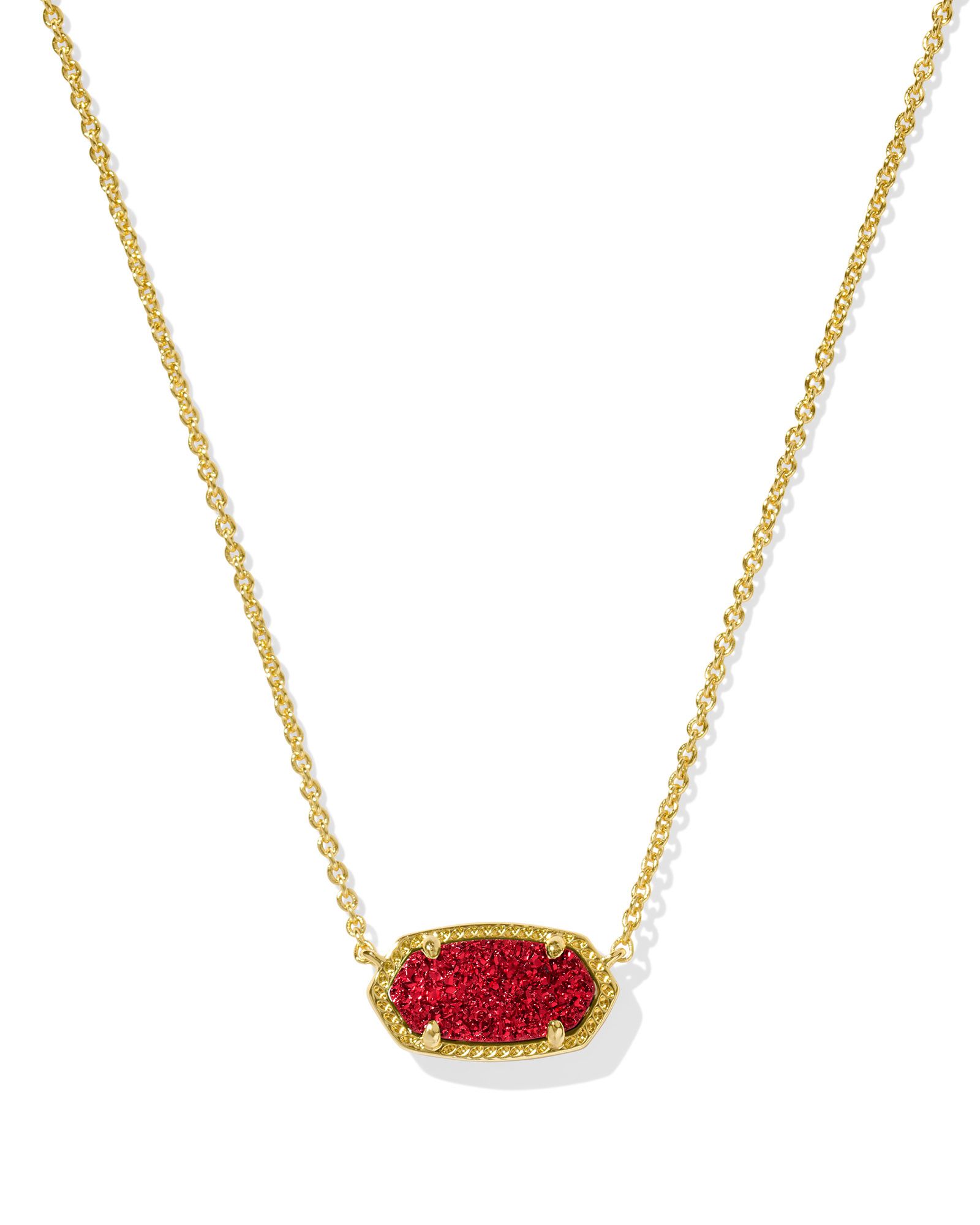 KENDRA SCOTT ELISA BRIGHT RED DRUSY GOLD TONE NECKLACE