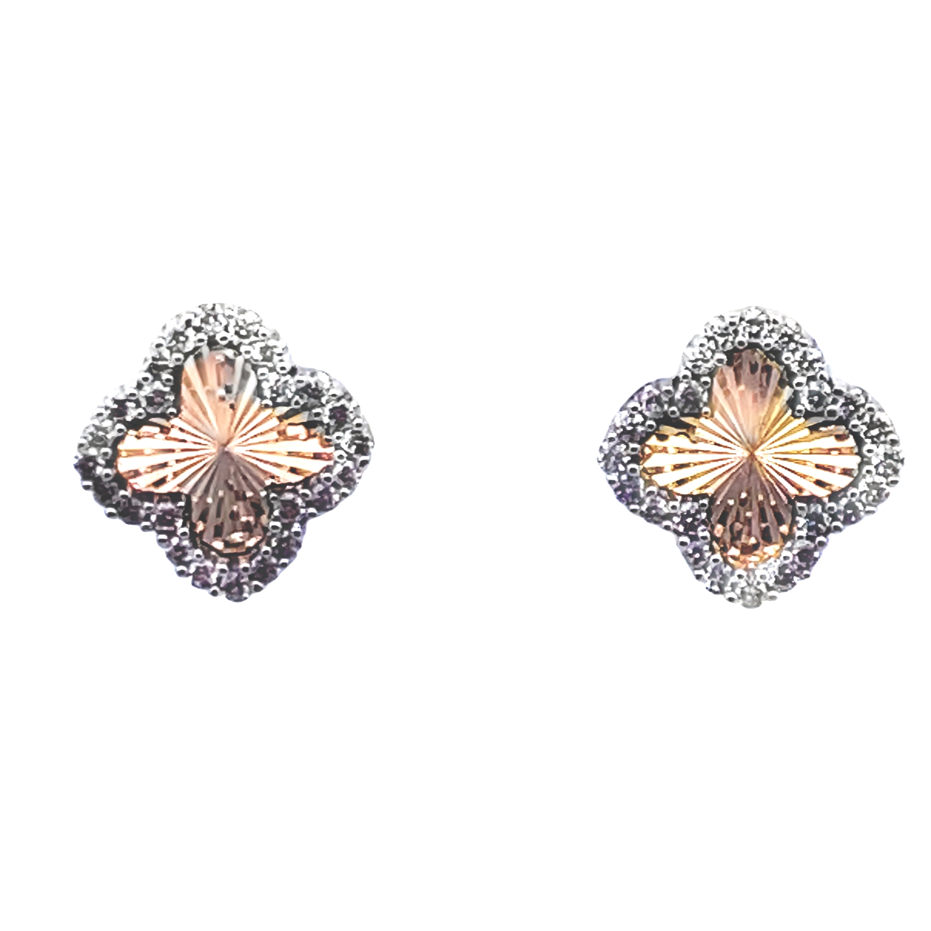 .20CTW DIAMOND OUTLINED CLOVER EARRINGS CONTAINING: 48 ROUND DIAMONDS 14KYW