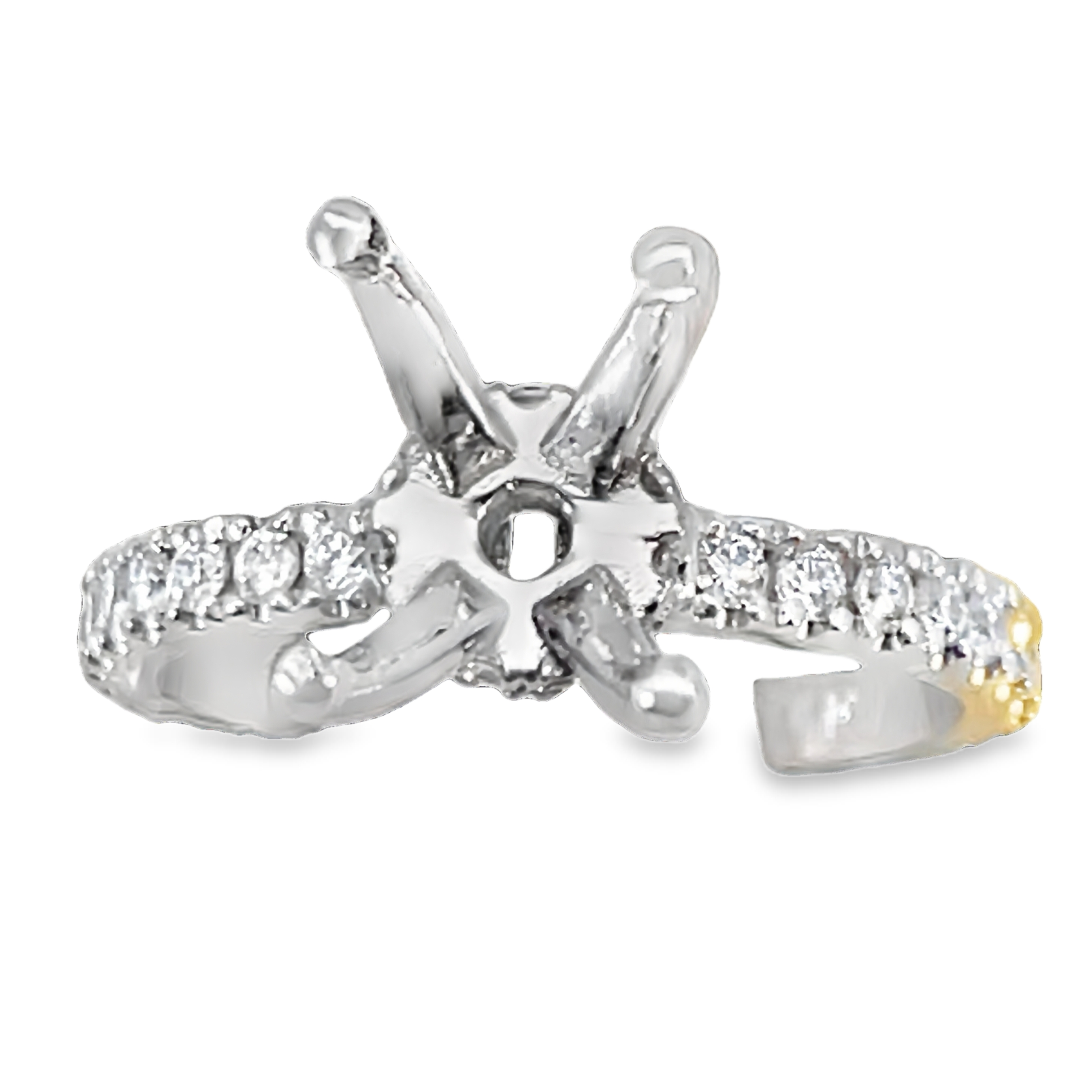 .47CTW DIAMOND ENGAGEMENT RING SEMI MOUNTING CONTAINING: 11 ROUND HIDDEN HALO DIAMONDS + 20 ROUND SHANK DIAMONDS SIZE 4.25 14KW