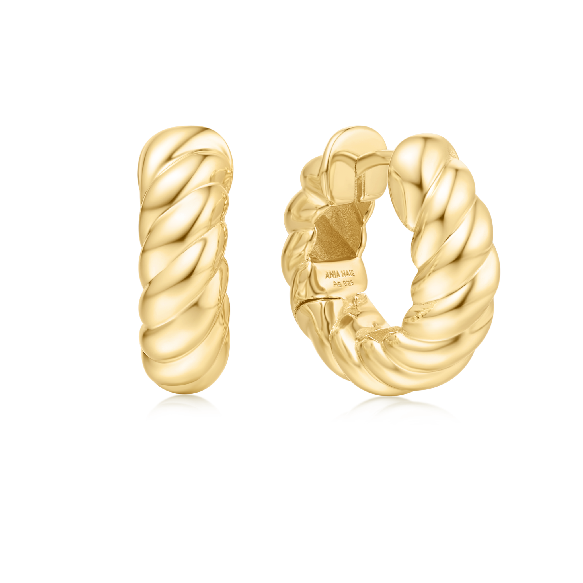 ANIA HAIE GOLD BOLD CABLE MEDIUM HUGGIE HOOPS