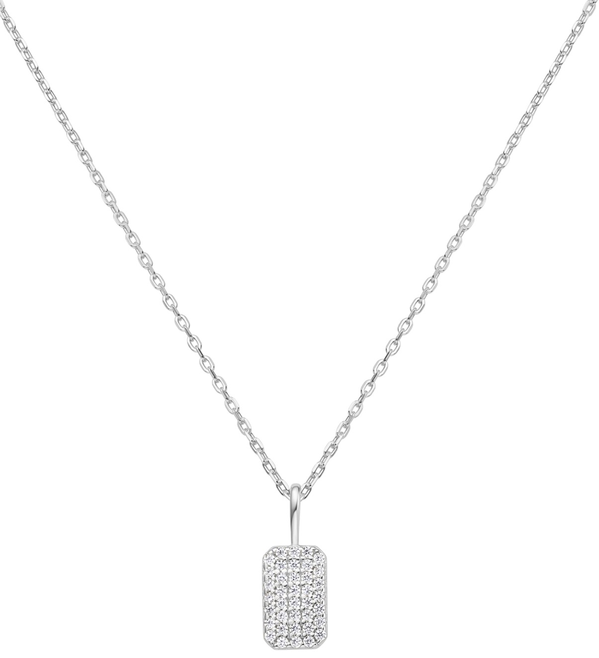 ANIA HAIE SILVER PAVE CZ TAG PENDANT NECKLACE