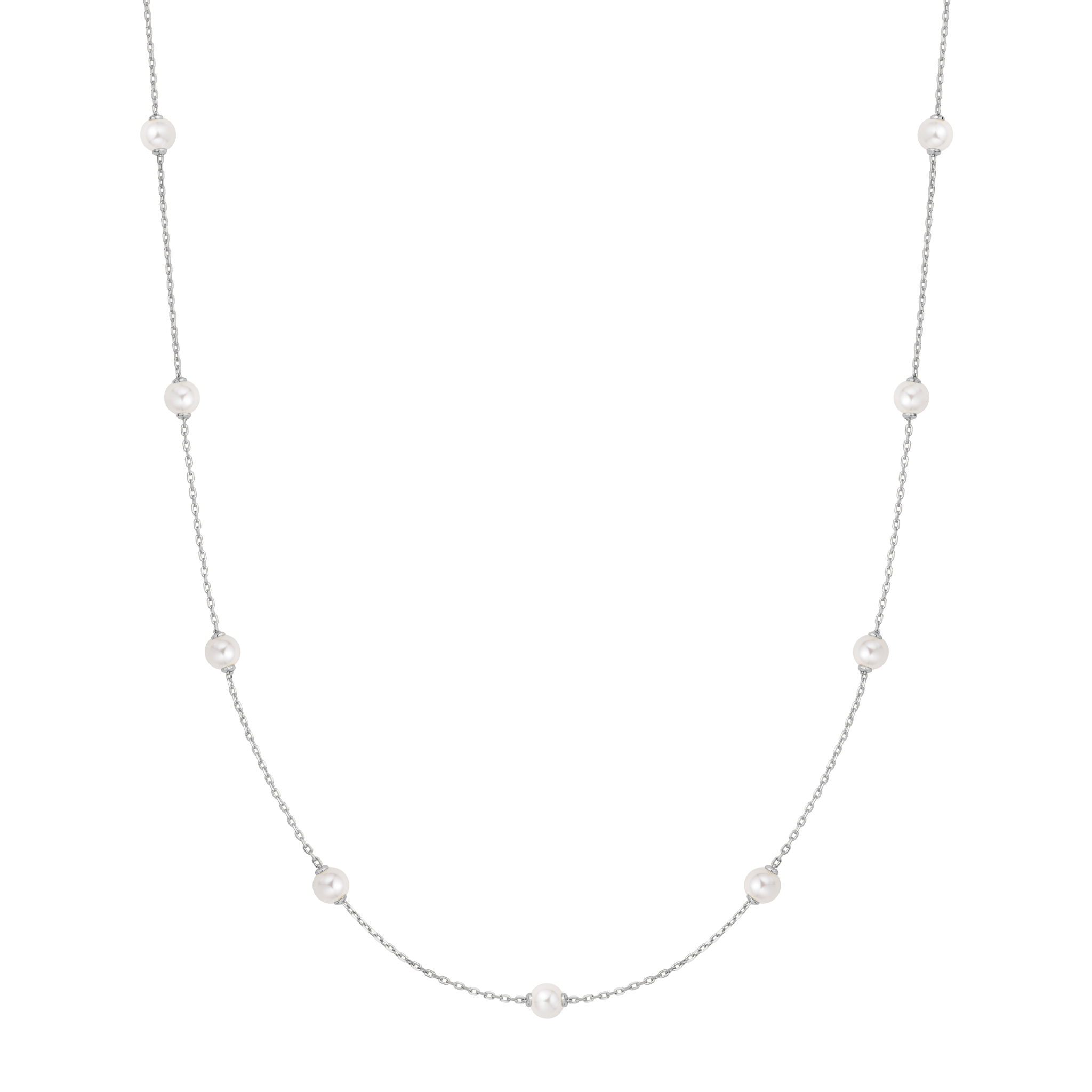 ANIA HAIE SILVER SHELL PEARL STATIONS CHAIN NECKLACE