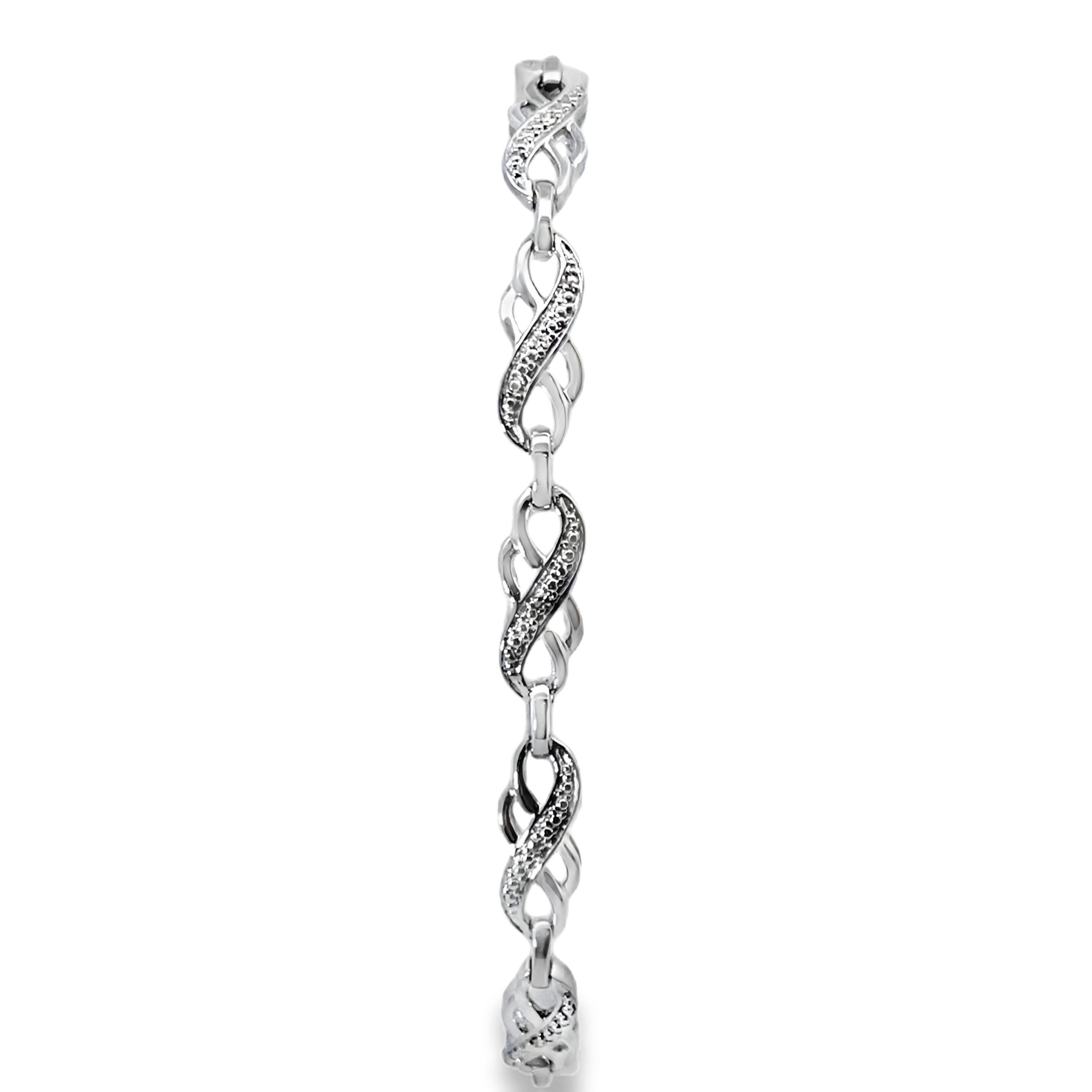 .05CTW DIAMOND INFINITY LINK BRACELET SILVER
