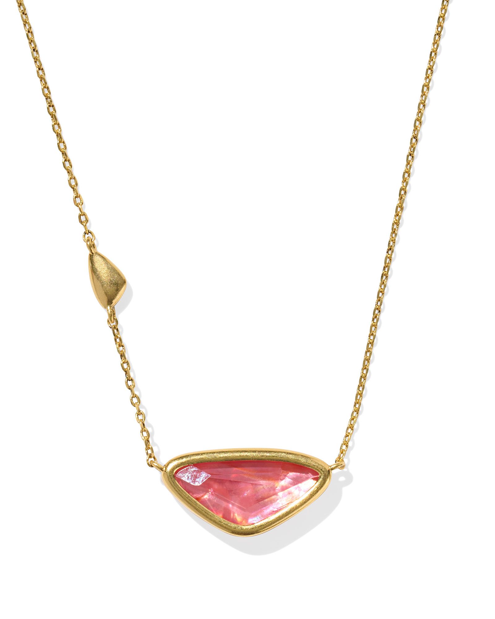 KENDRA SCOTT MARGOT IRIDESCENT ABALONE VINTAGE PINK SHORT PENDANT NECKLACE
