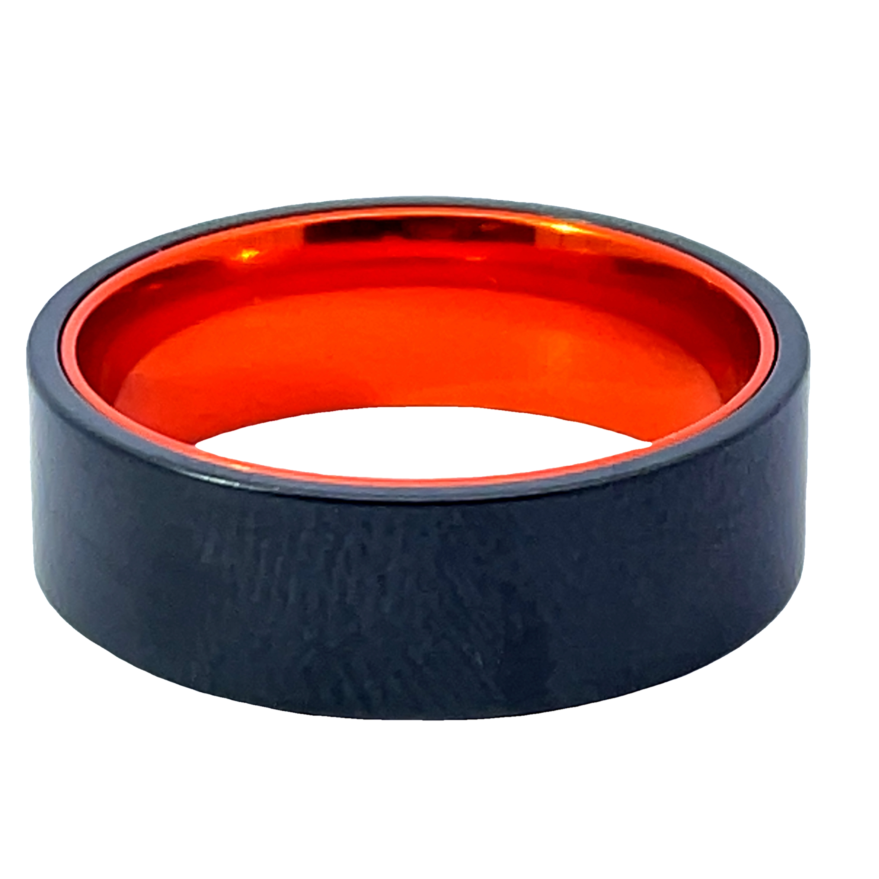 7MM ZIRCONIUM FLAT MATTE BAND WITH ORANGE INTERIOR SIZE 10