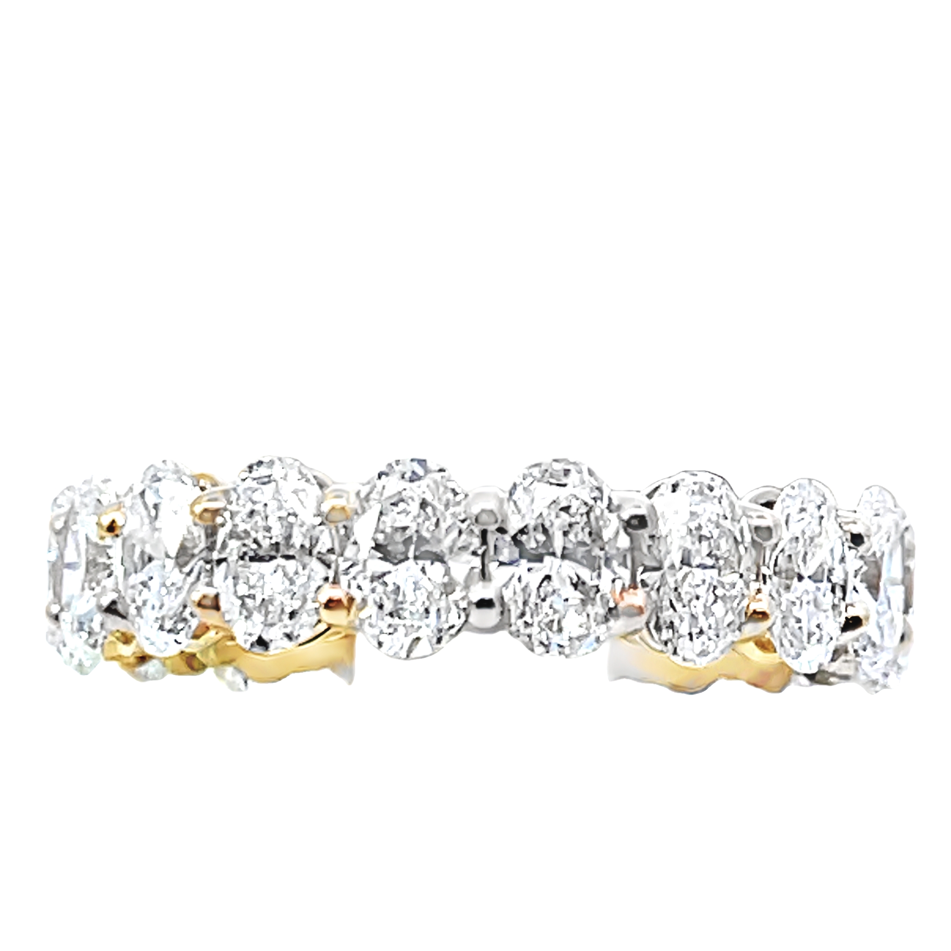 SUPER MAN MADE CREATED 4.75CTW DIAMOND ETERNITY BAND CONTAINING: 19 OVAL DIAMONDS E-F VS 14KY IGI CARD CERT 15J482082501