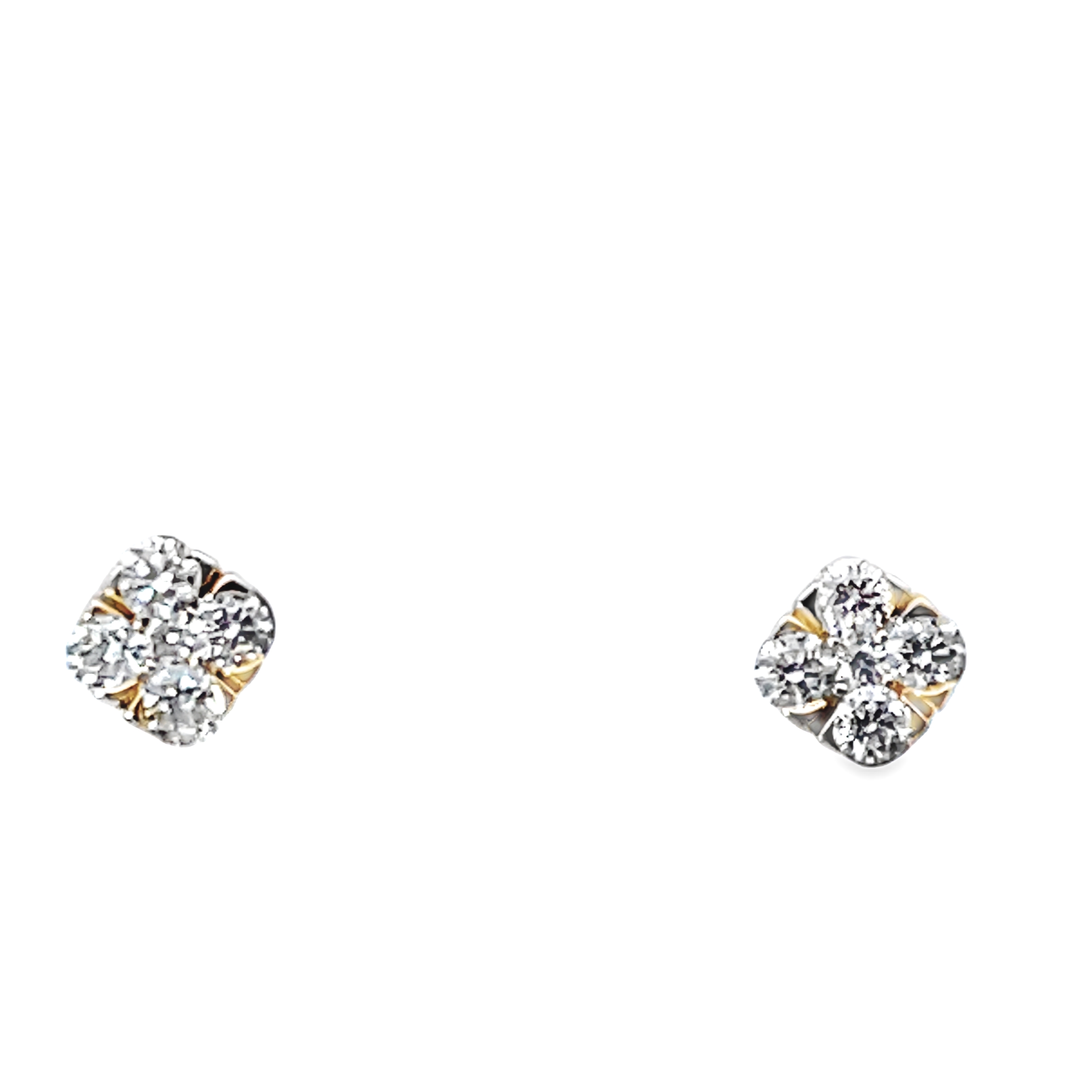 1/4CTW 10 ROUND DIAMOND CLUSTER STUD EARRINGS 10KY