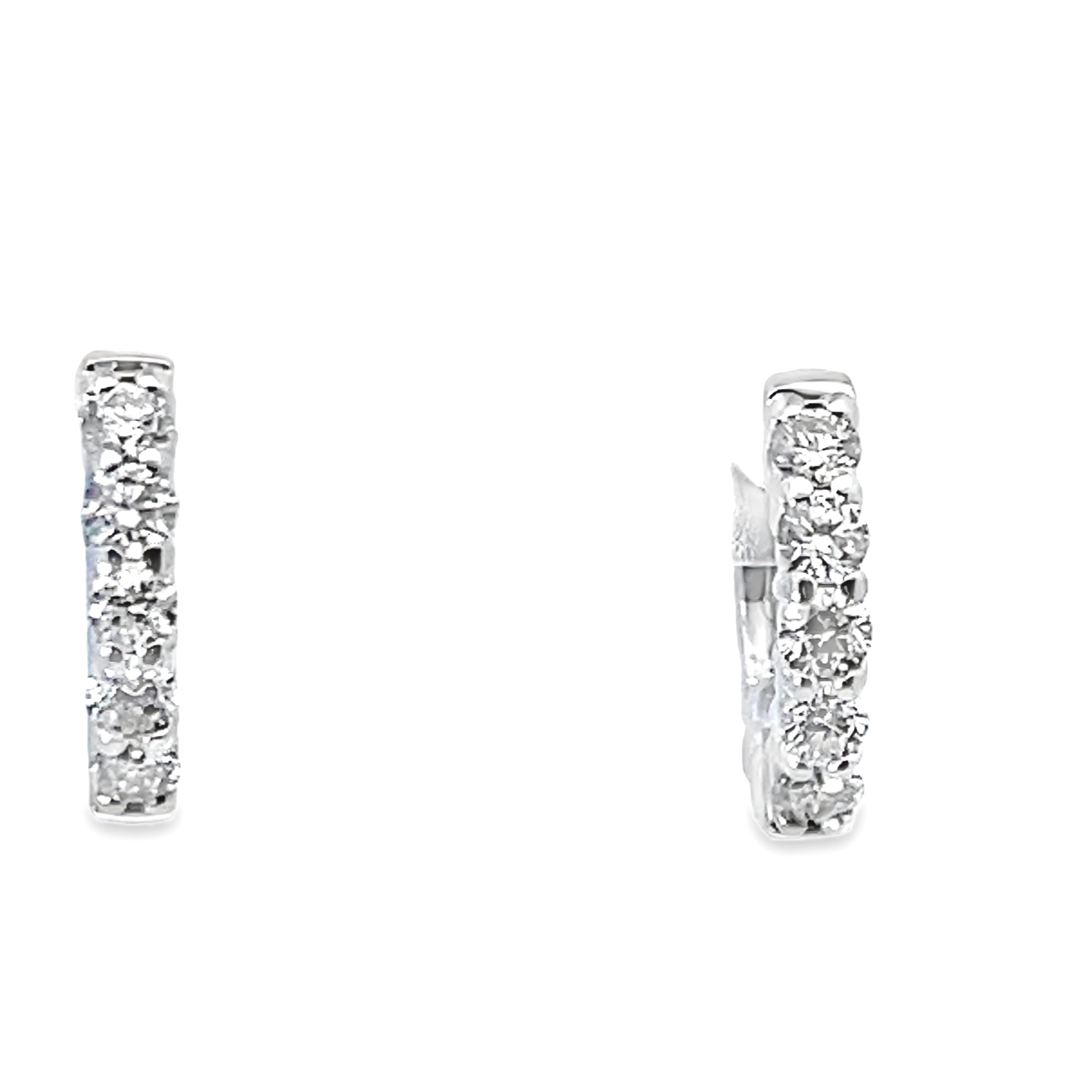 .48CTW 10 ROUND DIAMOND MINI HOOP EARRINGS 14KY