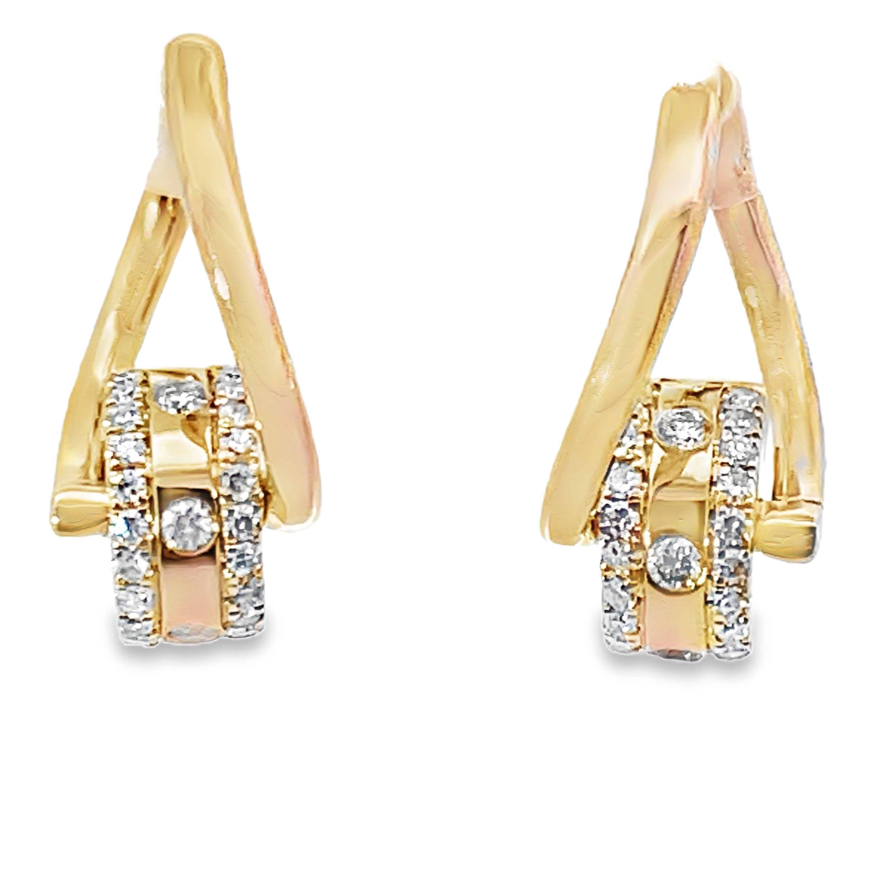 .50CTW DIAMOND WHEEL HOOP EARRINGS CONTAINING: 50 ROUND DIAMONDS 14KY