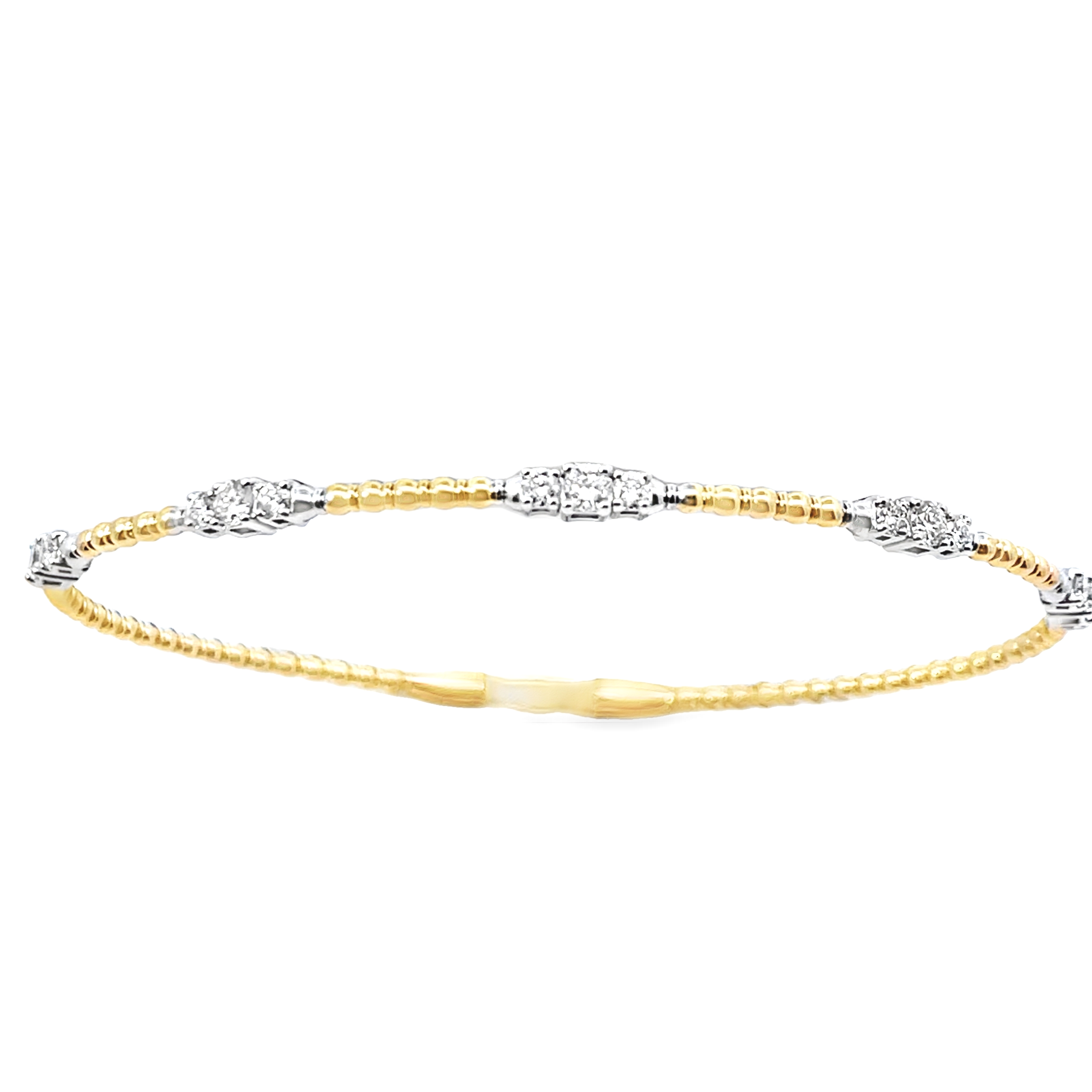 .65CTW FIVE STATION 15 ROUND DIAMOND FLEX BANGLE 14KYW