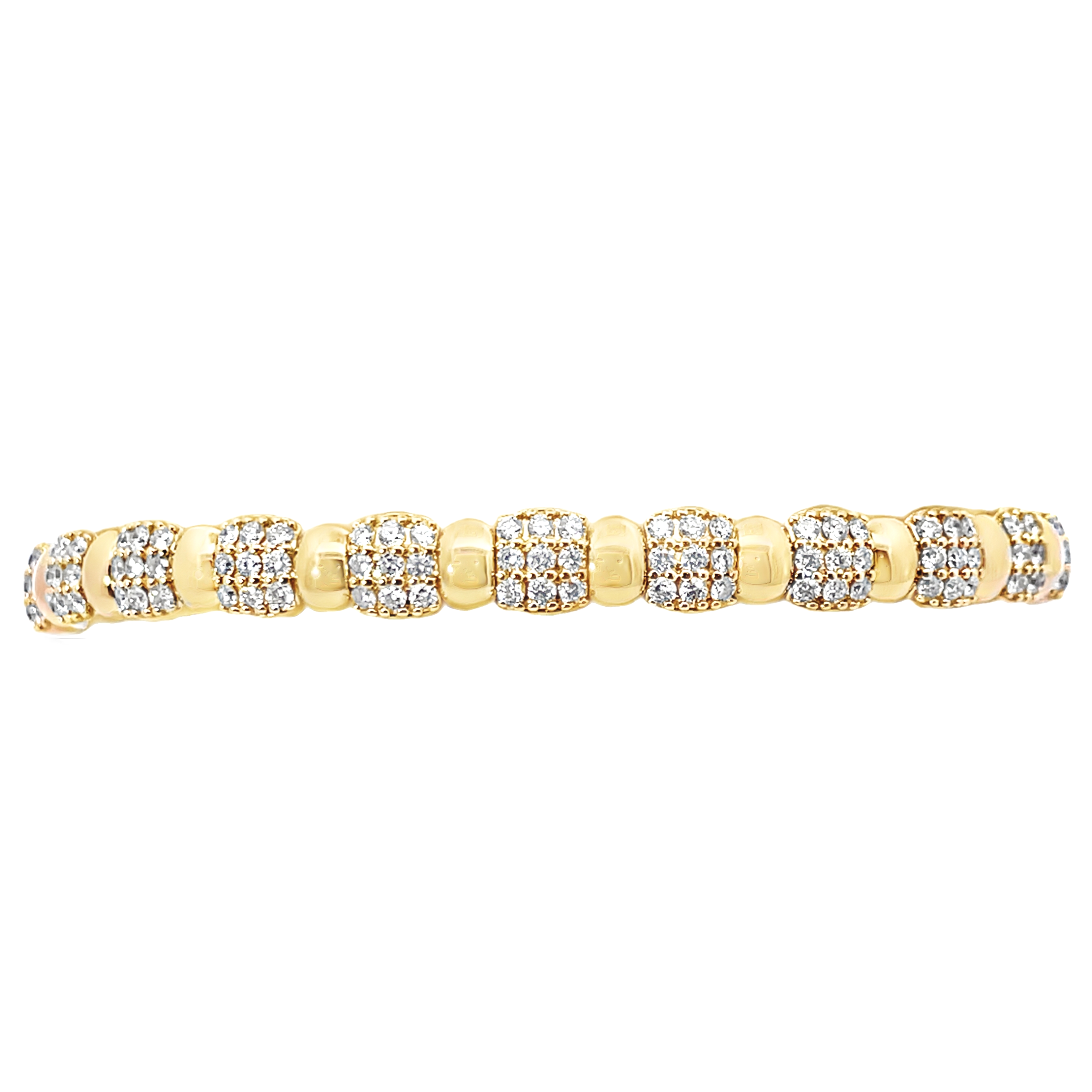 1.81CTW PAVE 99 ROUND DIAMOND STRETCH BANGLE 14KY