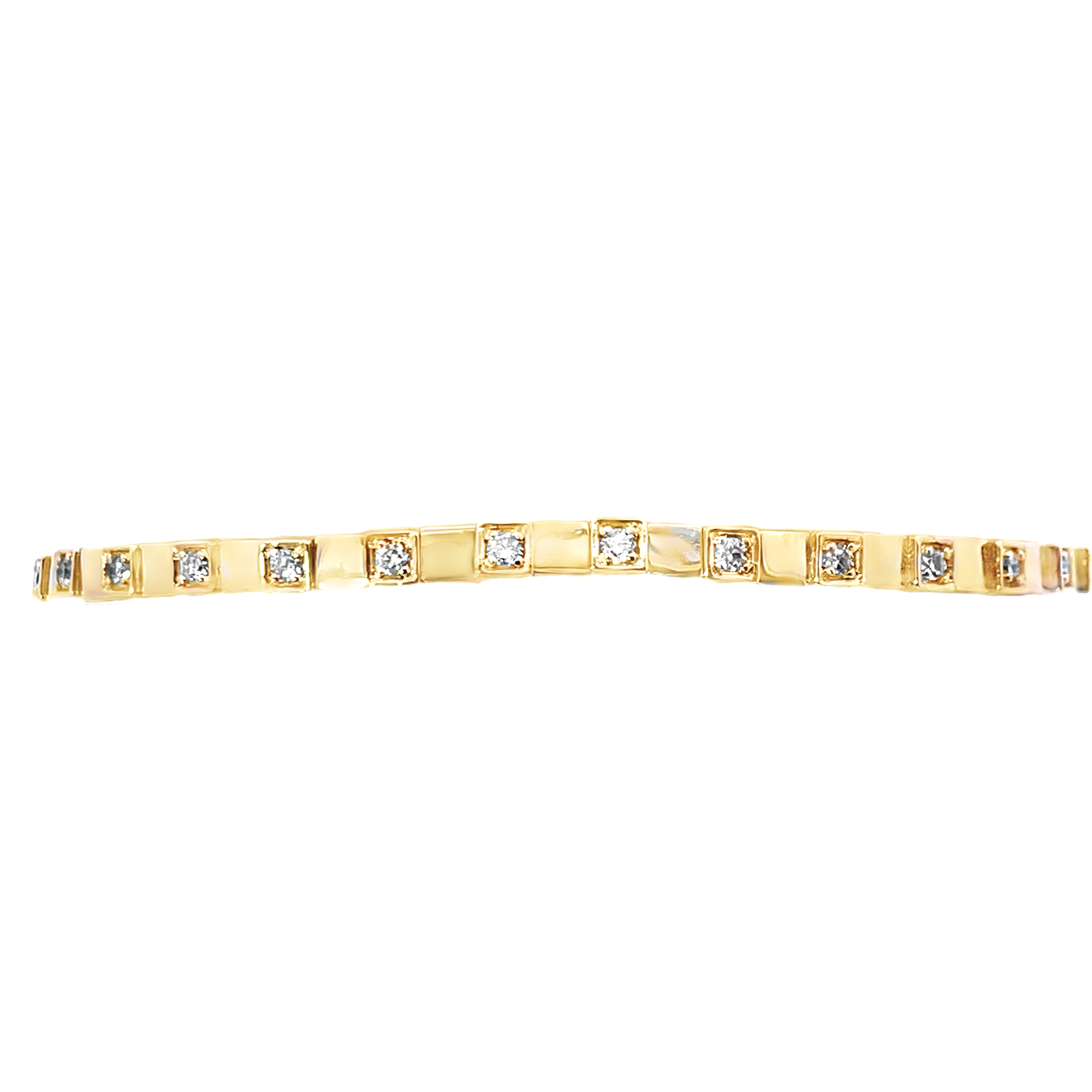 .90CTW 29 ROUND DIAMOND CUBE-LINK STRETCH BANGLE 14KY