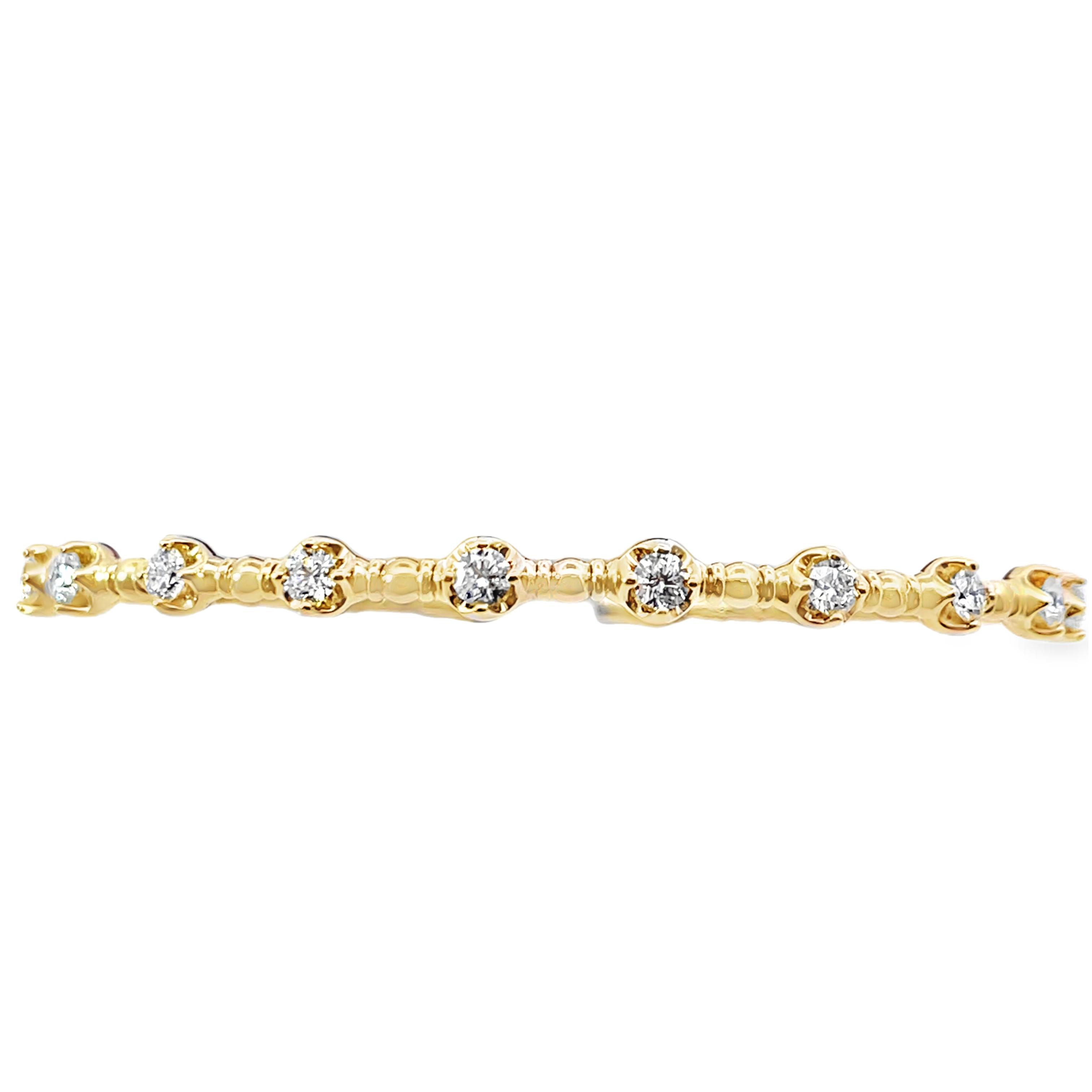 1.06CTW 10 ROUND DIAMOND STATIONS FLEX BANGLE 14KY