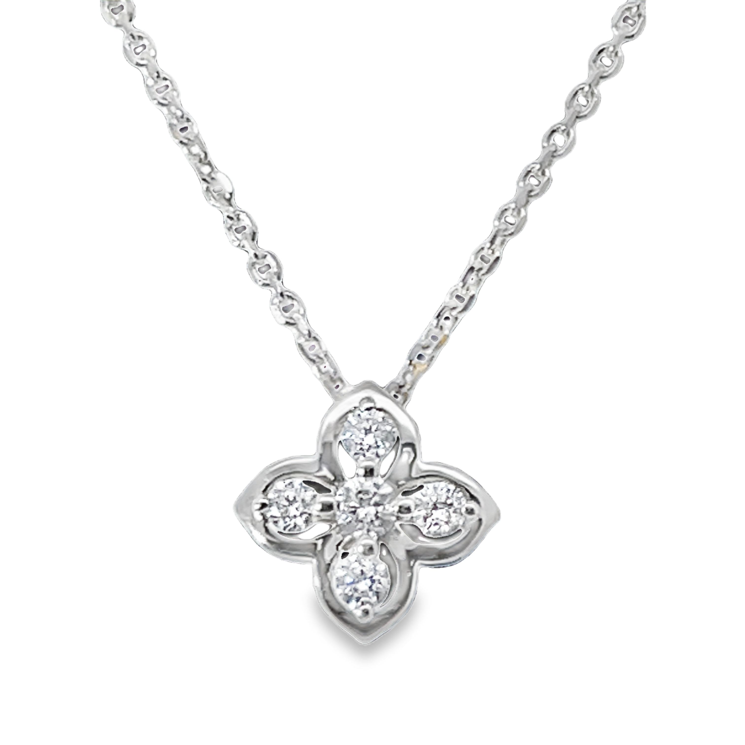 1/3CTW 5 ROUND DIAMOND QUATREFOIL PENDANT/CHAIN 10KY  CHAIN INCLUDED