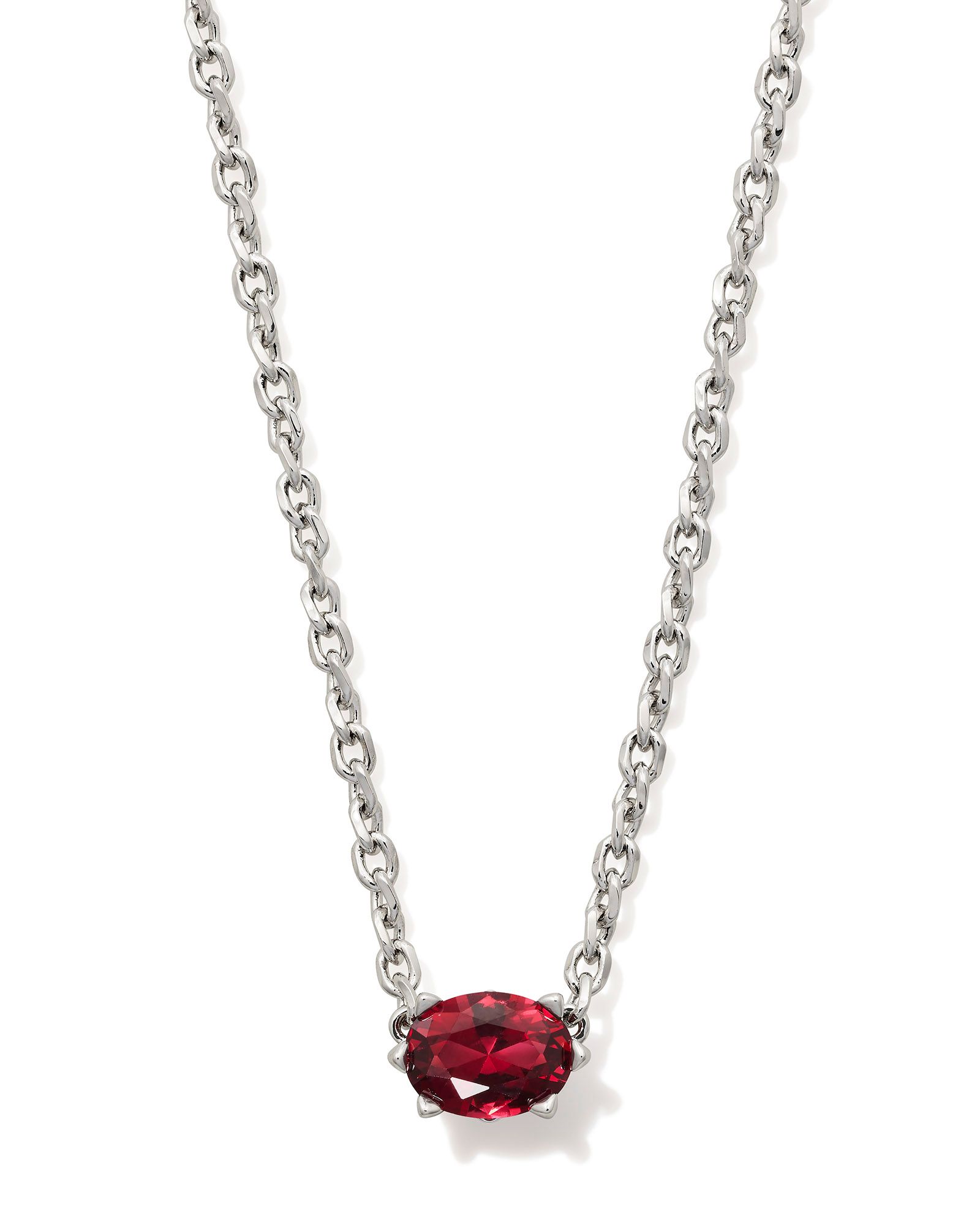 KENDRA SCOTT CAILIN BURGUNDY CRYSTAL RHODIUM PENDANT NECKLACE
