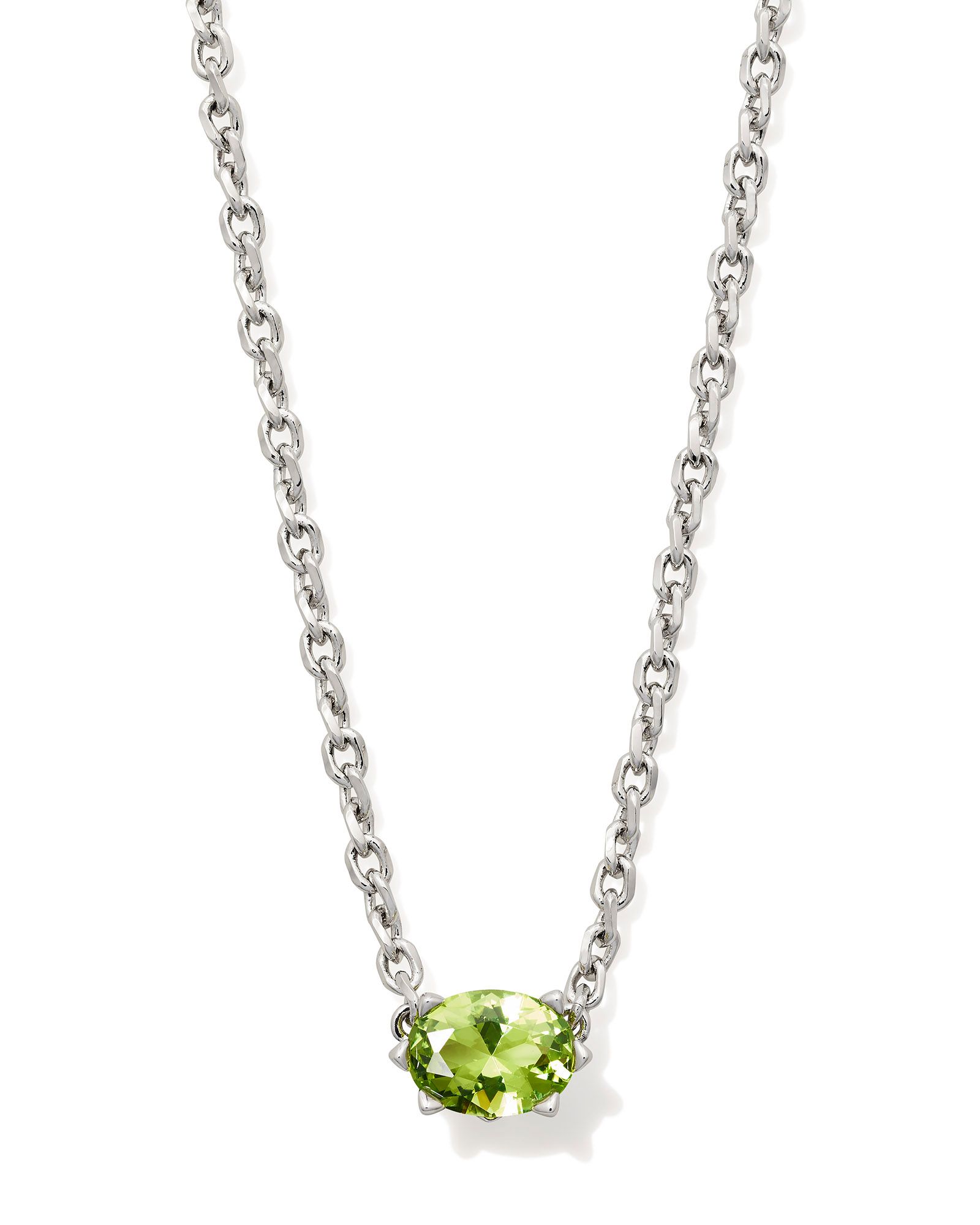 KENDRA SCOTT CAILIN LIGHT GREEN CRYSTAL RHODIUM PENDANT NECKLACE