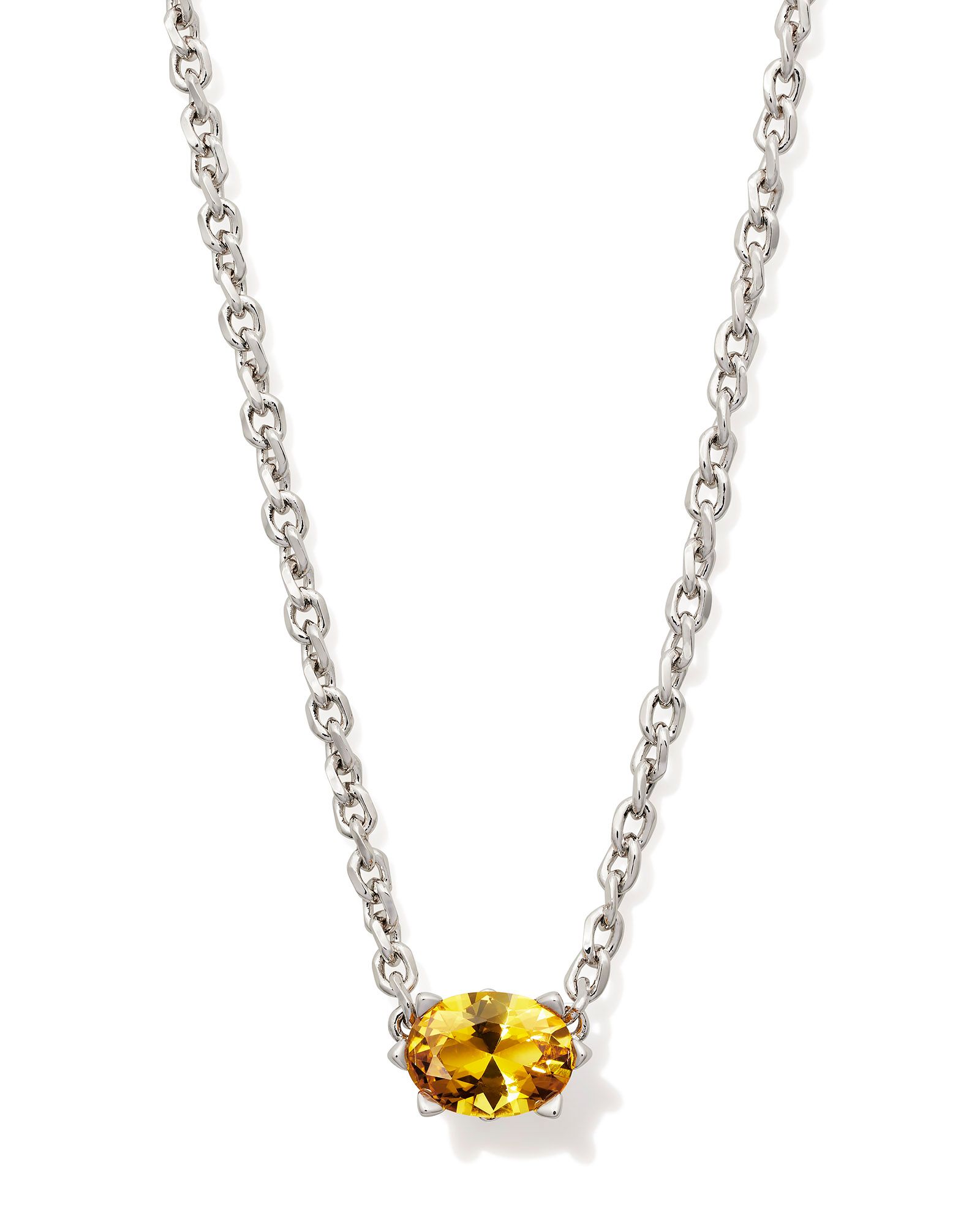 KENDRA SCOTT CAILIN GOLDEN YELLOW CRYSTAL RHODIUM PENDANT NECKLACE