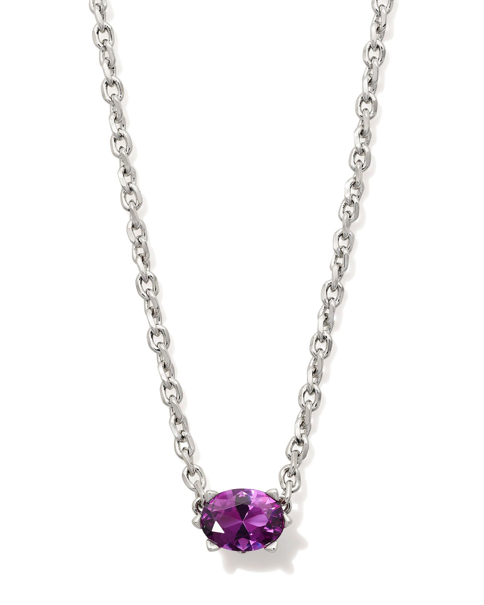KENDRA SCOTT CAILIN PURPLE CRYSTAL RHODIUM PENDANT NECKLACE
