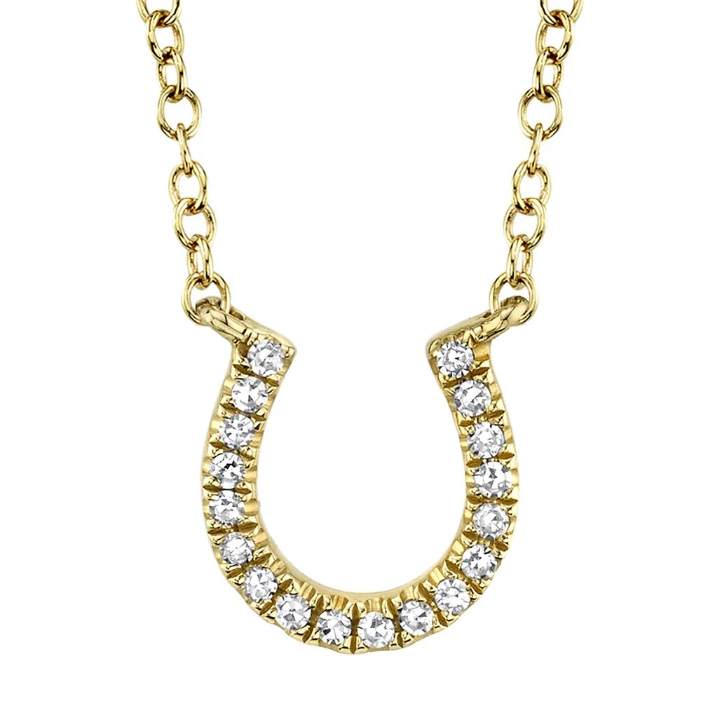 .06CTW 18 ROUND DIAMOND HORSESHOE NECKLACE 14KY