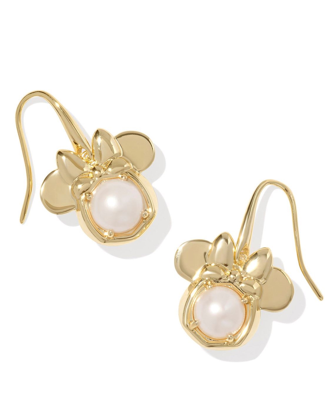 KENDRA SCOTT MINNIE MOUSE WHITE PEARL GOLD TONE DROP EARRINGS