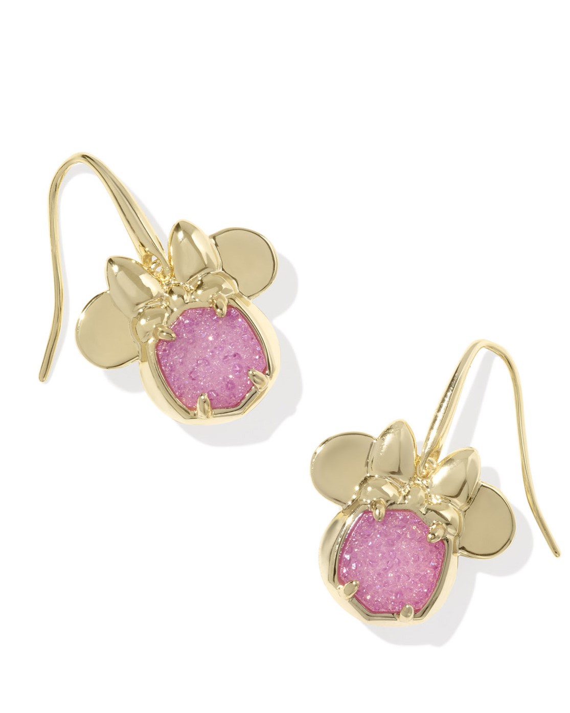 KENDRA SCOTT MINNIE MOUSE HOT PINK DRUSY GOLD TONE DROP EARRINGS